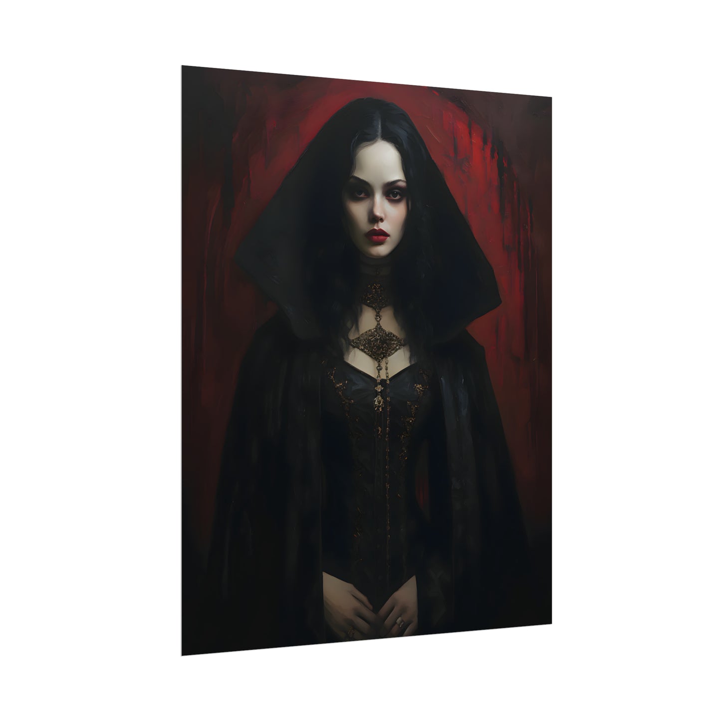 Vampire Princess, Vampire Poster, Gothic Romance, Gothic Art Print, Dracula, Halloween Decor, Oil Painting Print, Vintage Portrait