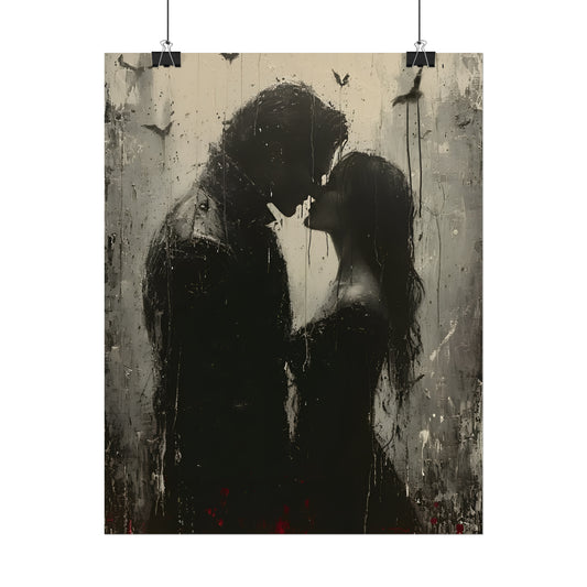 A Gothic Rendezvous, Dark Romance, Gothic Valentines, Gothic Gift, Dark Home Decor, Gothic Wall Art, Art Print, Vampire Poster, Gothic Art