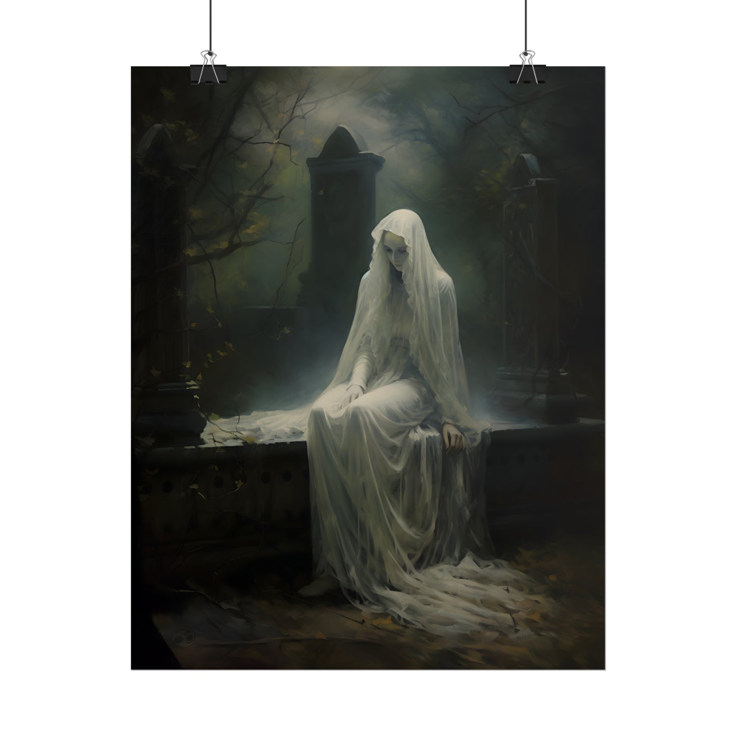 Long Forgotten, Gothic Art, Dark Print, Gothic Gift, Ghost Painting, Dark Wall Art, Memento Mori, Danse Macabre, Occult Art,