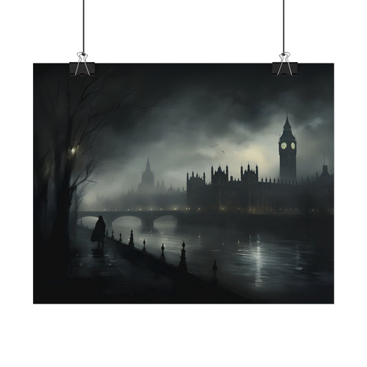 Victorian London Print, London Poster, London cityscape, London Skyline, Vintage Art Print, Gothic Architecture, Gothic Wall Art