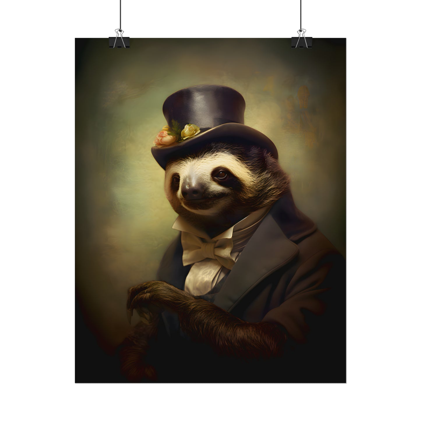 Mr Sloth, Animal in Clothes, Quirky Animal Art, Animal Portrait, Sloth Print, Victorian Sloth, Animal Wall Art, Sloth Lover Gift