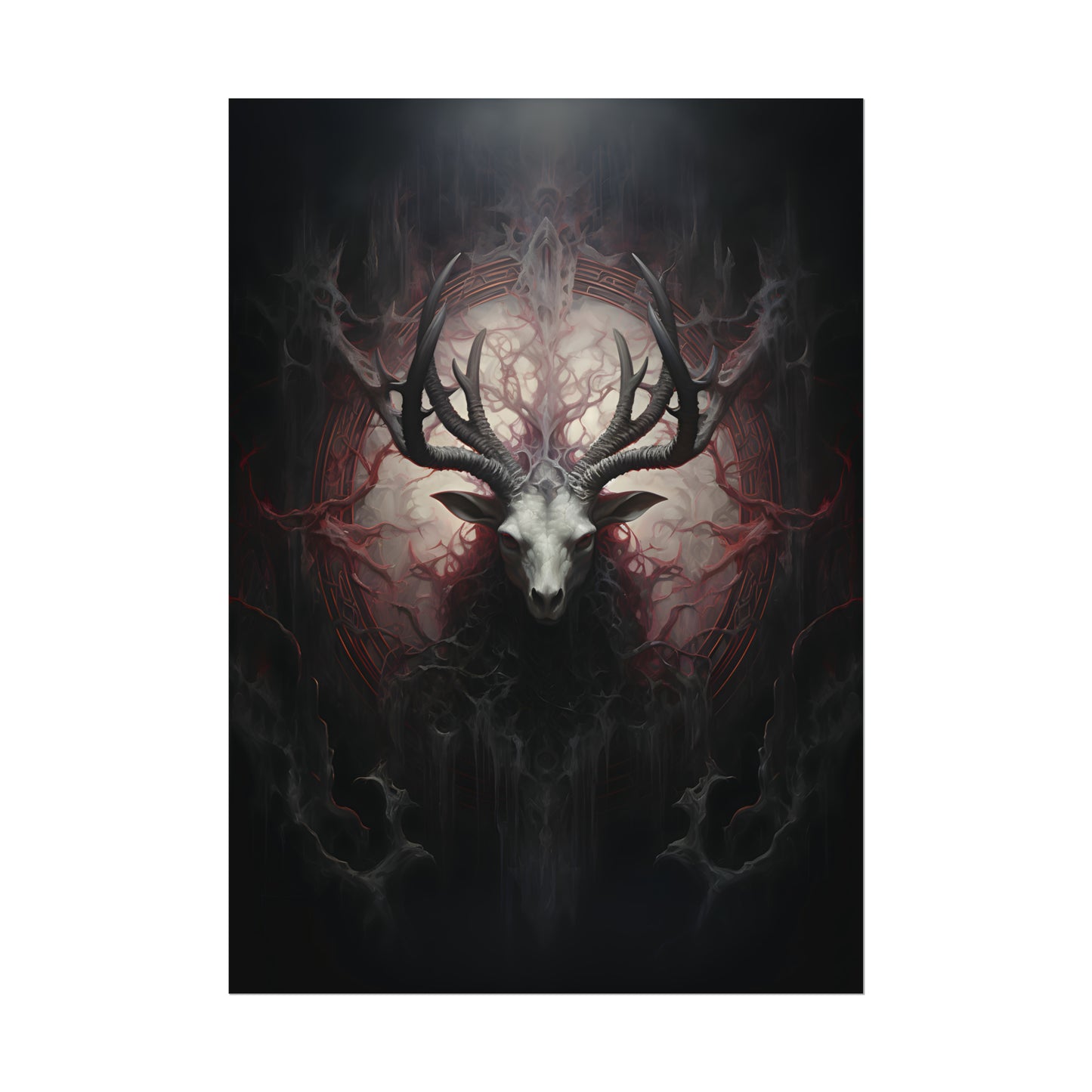 Baphomet Poster, Occult Print, Macabre Wall Art, Oil Painting Print, Dark Gothic Poster Art, Pagan Decor