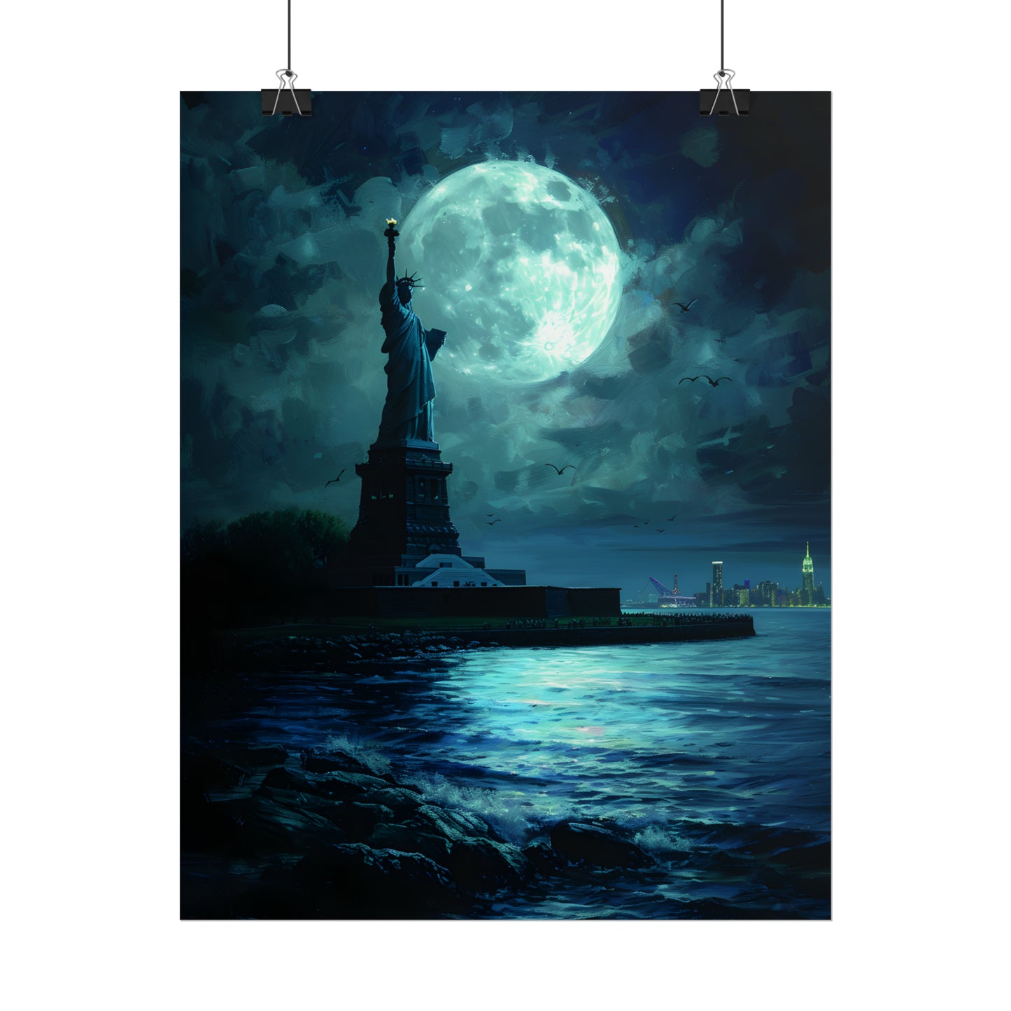 Statue Of Liberty Print, New York Wall Art, Cityscape Poster, Gift Idea For New York Fan, NYC Painting, Home Decor