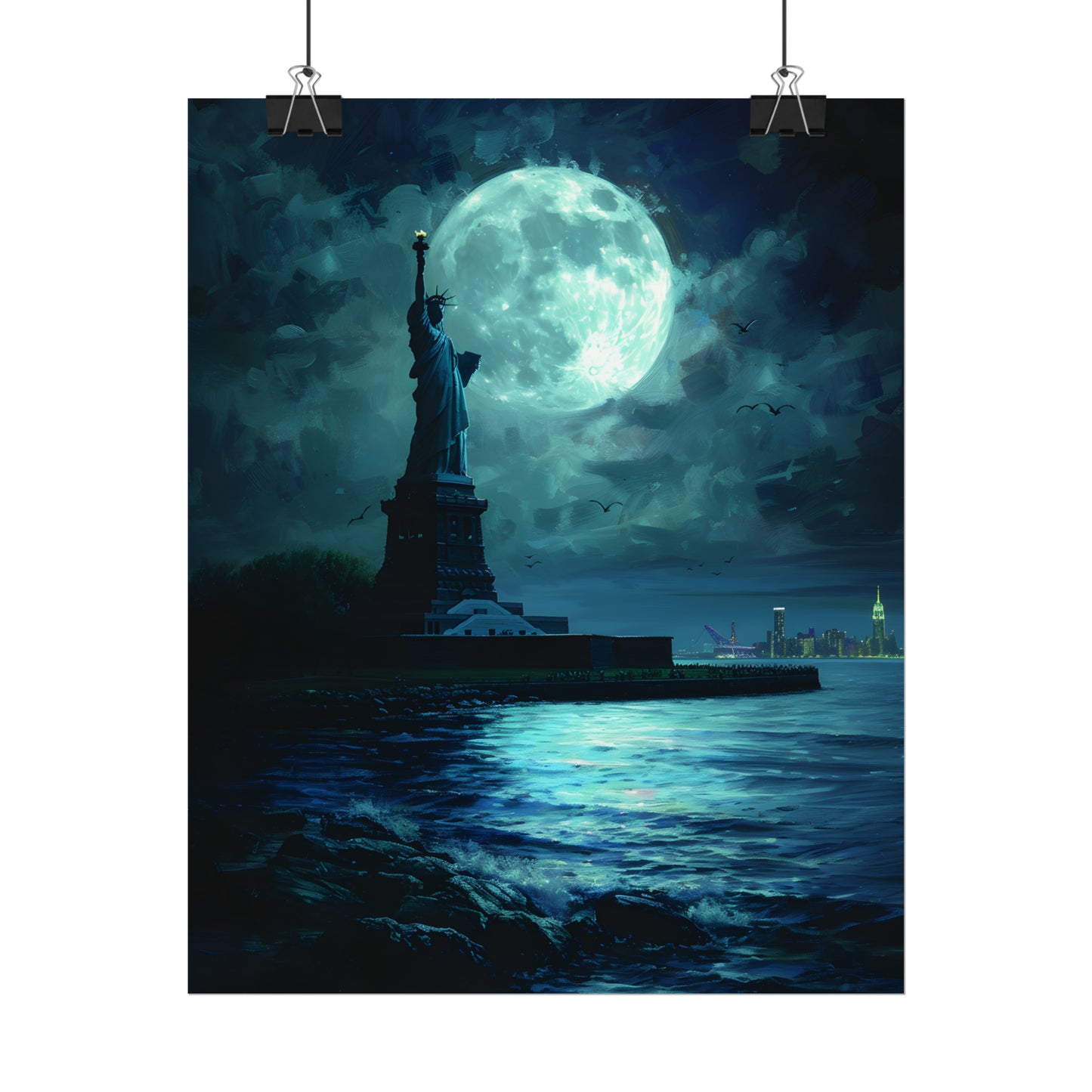 Statue Of Liberty Print, New York Wall Art, Cityscape Poster, Gift Idea For New York Fan, NYC Painting, Home Decor