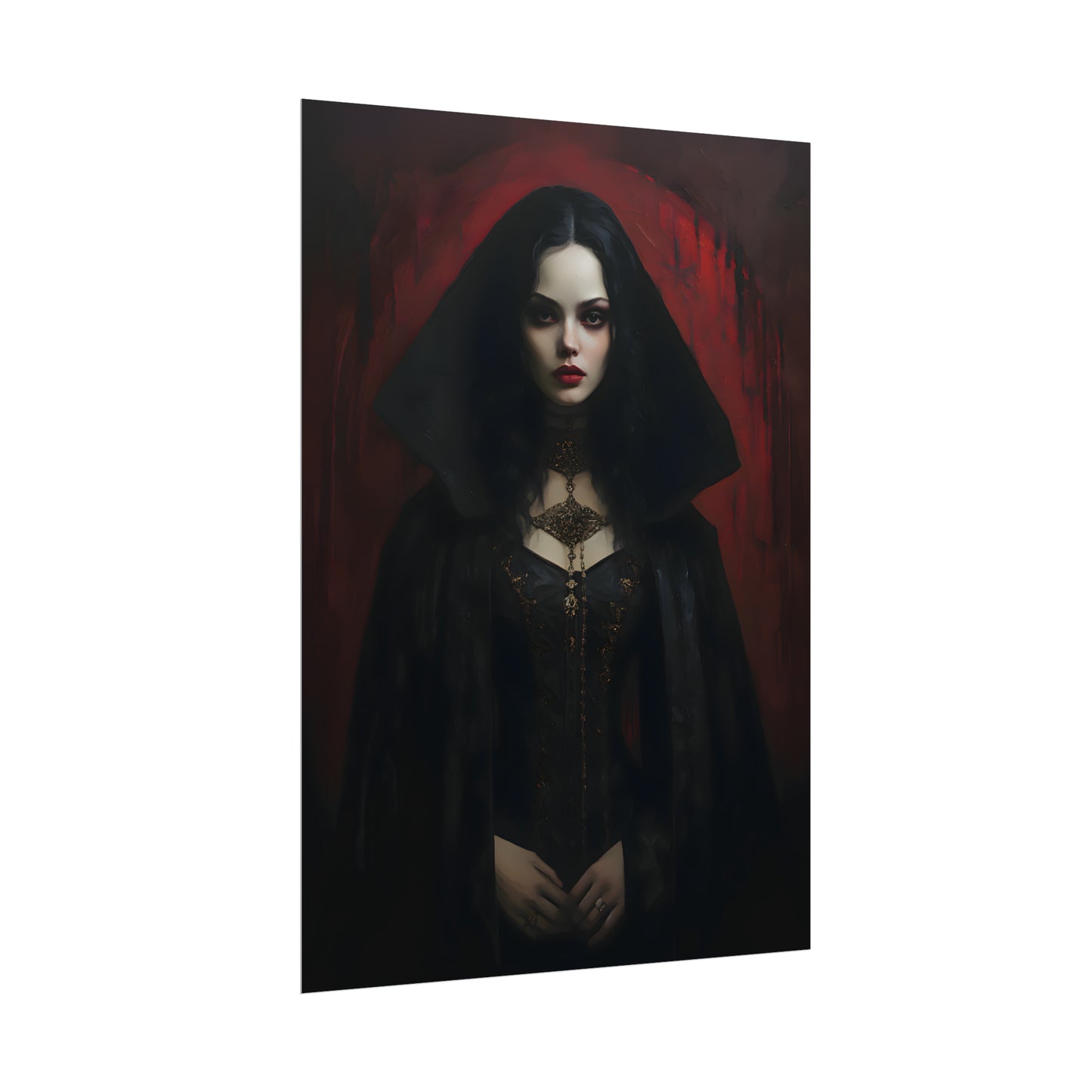 Vampire Princess, Vampire Poster, Gothic Romance, Gothic Art Print, Dracula, Halloween Decor, Oil Painting Print, Vintage Portrait