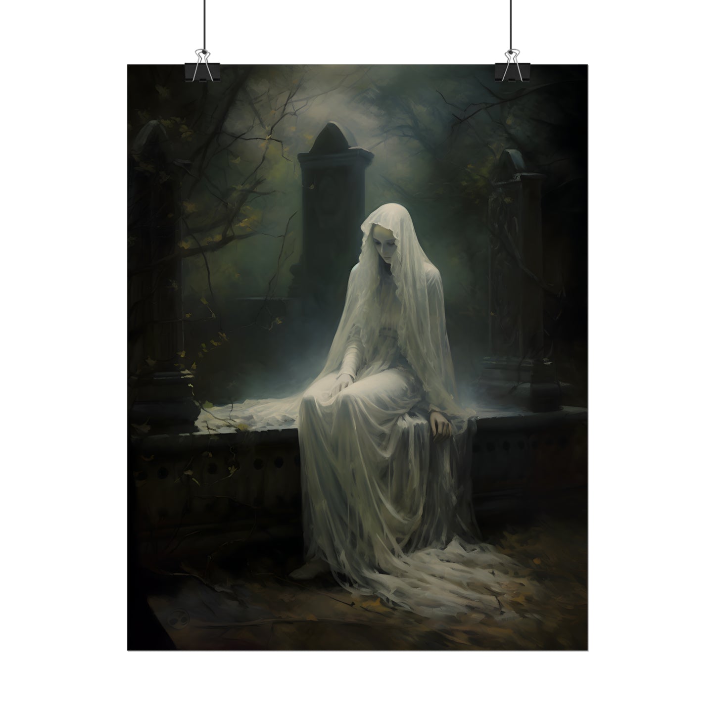 Long Forgotten, Gothic Art, Dark Print, Gothic Gift, Ghost Painting, Dark Wall Art, Memento Mori, Danse Macabre, Occult Art,