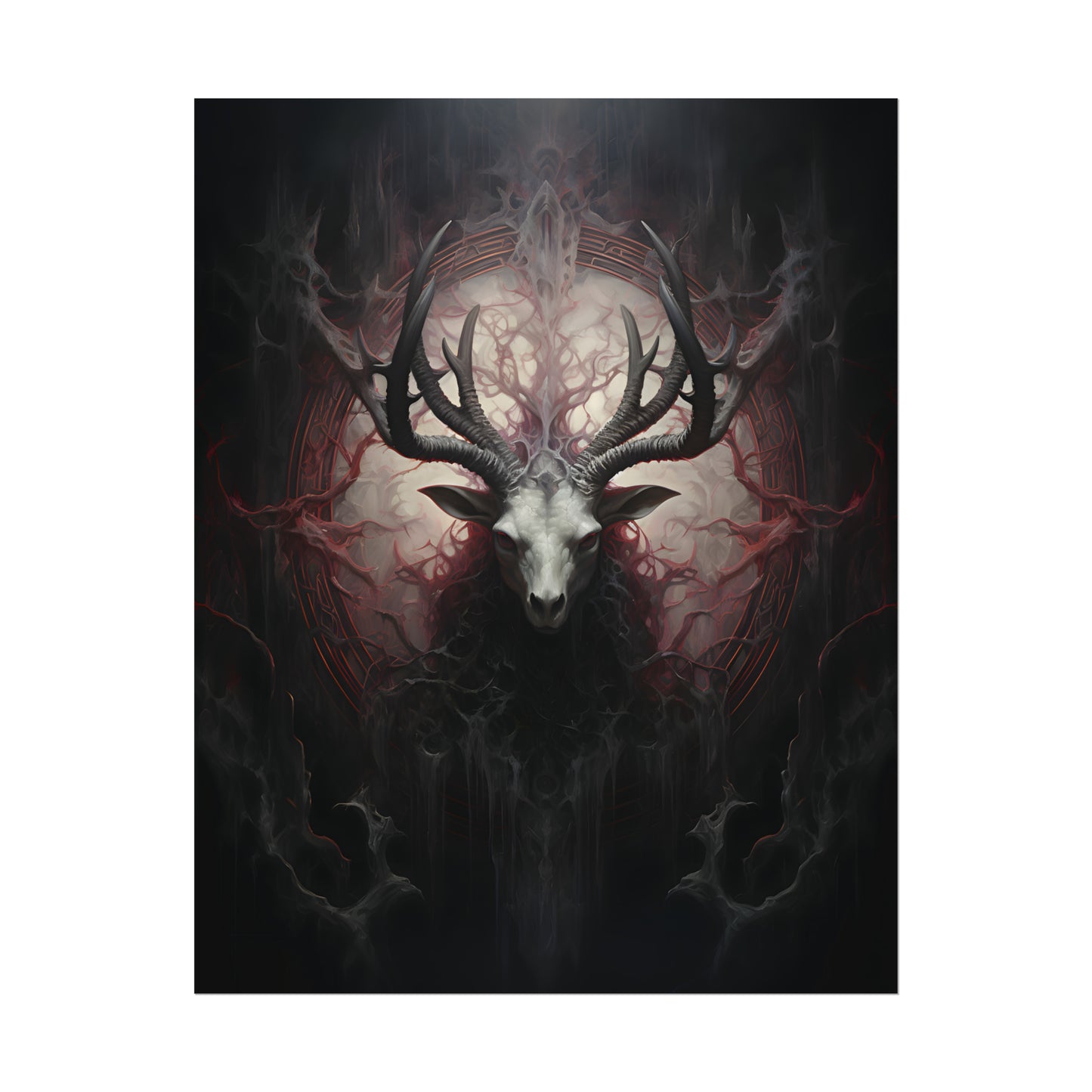 Baphomet Poster, Occult Print, Macabre Wall Art, Oil Painting Print, Dark Gothic Poster Art, Pagan Decor