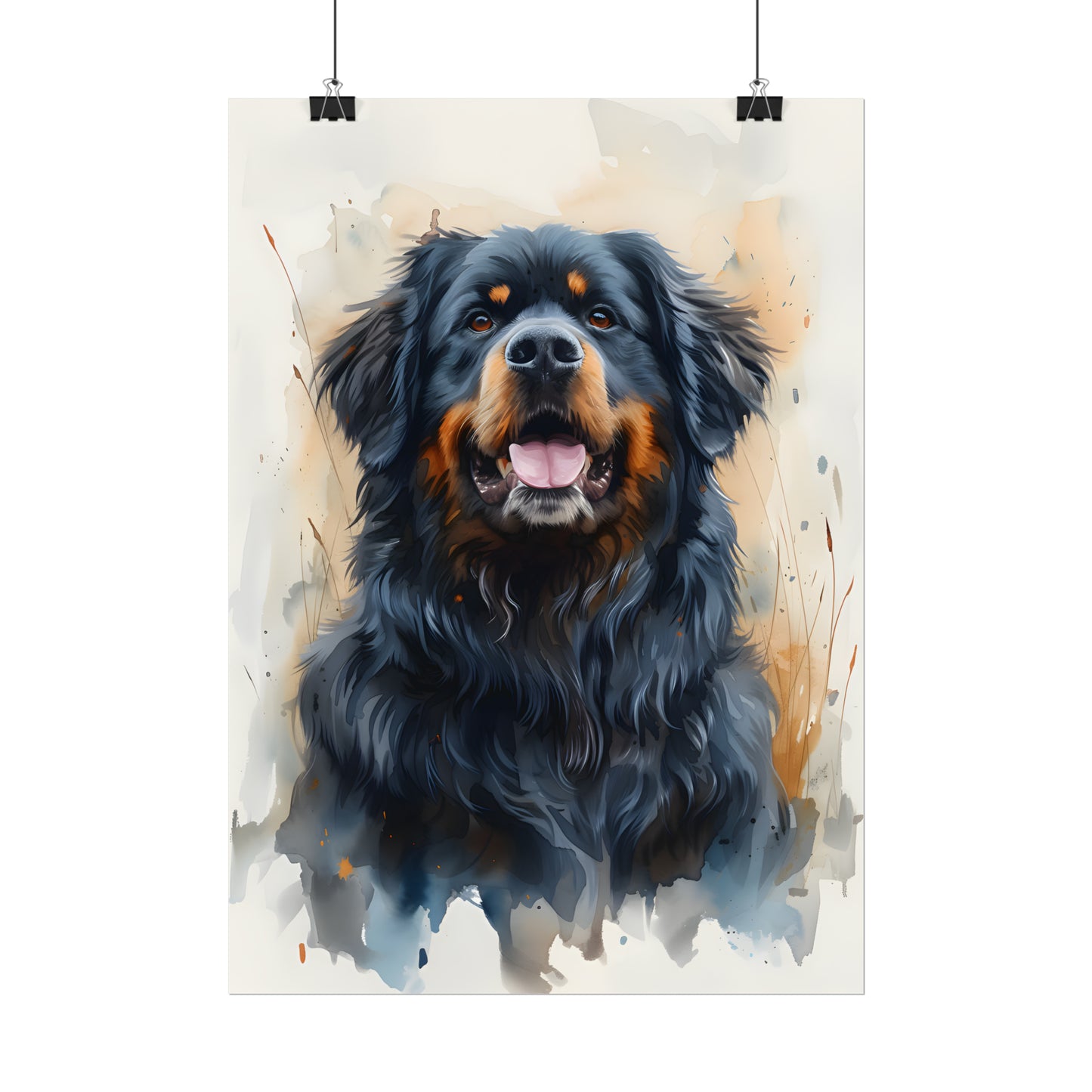 Newfoundland Dog Art, Gift For Dog Lover, Watercolor Style Portrait, Dog Poster, Animal Print, Dog Portrait Painting