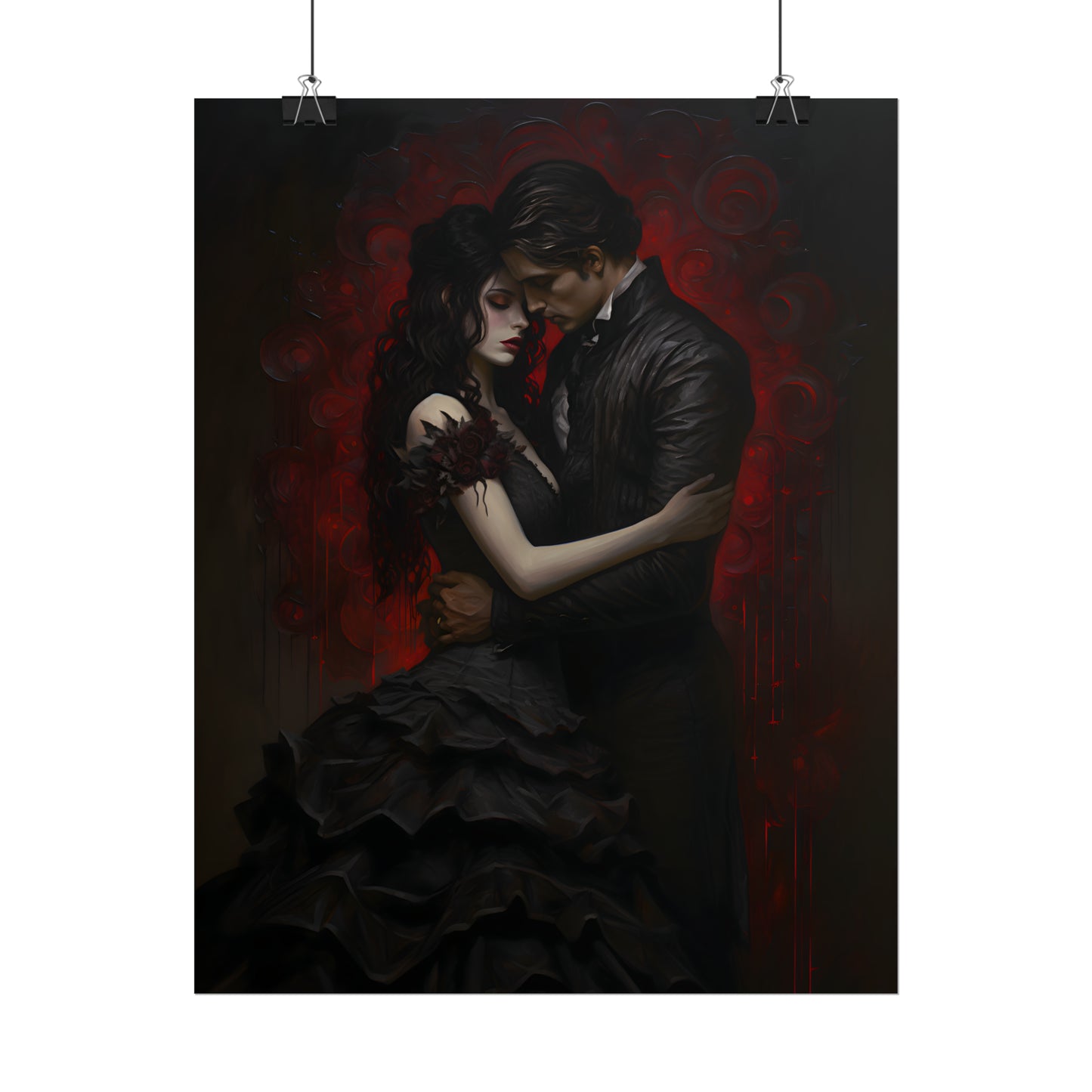 Eternal Embrace, Dark Romance, Gothic Valentines, Gothic Gift, Dark Home Decor, Gothic Wall Art, Art Print, Vampire Poster, Gothic Art