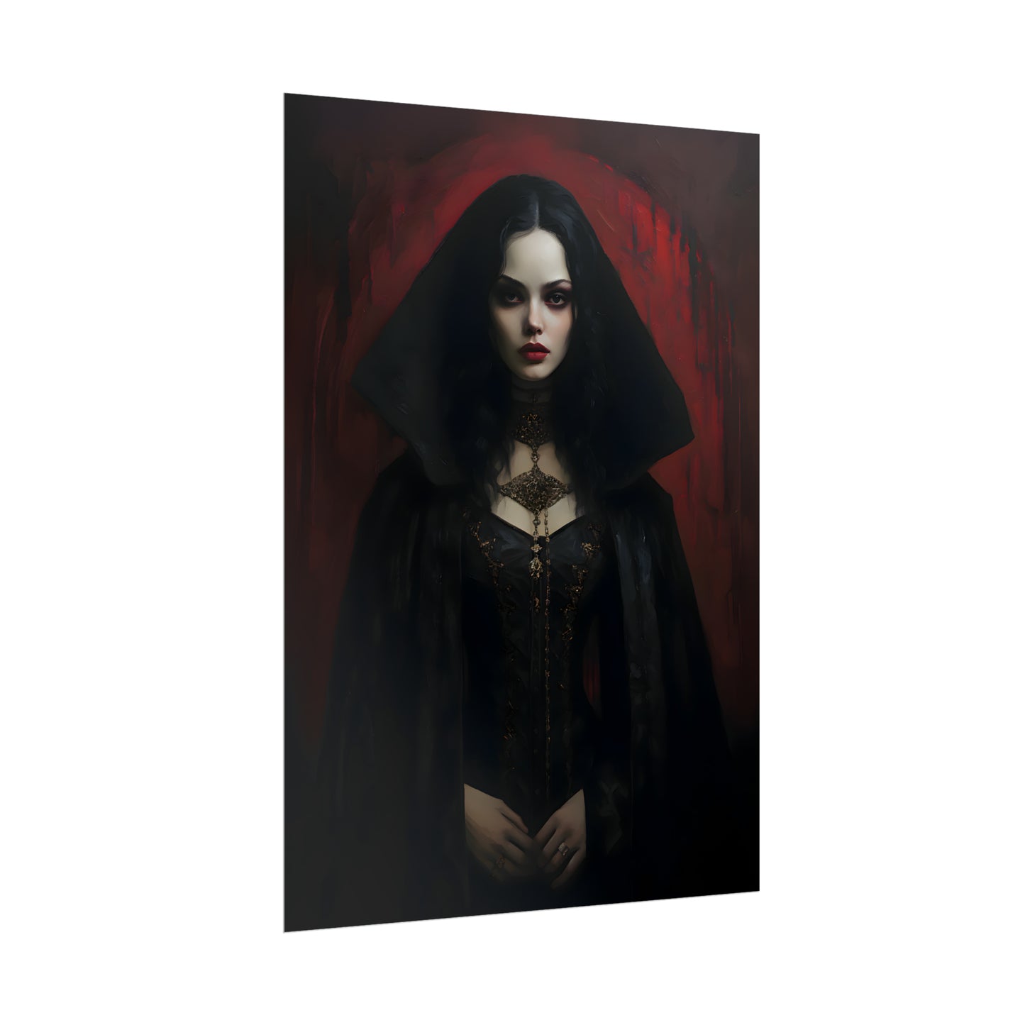 Vampire Princess, Vampire Poster, Gothic Romance, Gothic Art Print, Dracula, Halloween Decor, Oil Painting Print, Vintage Portrait