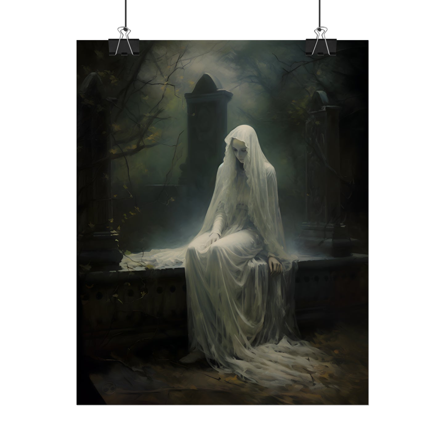 Long Forgotten, Gothic Art, Dark Print, Gothic Gift, Ghost Painting, Dark Wall Art, Memento Mori, Danse Macabre, Occult Art,