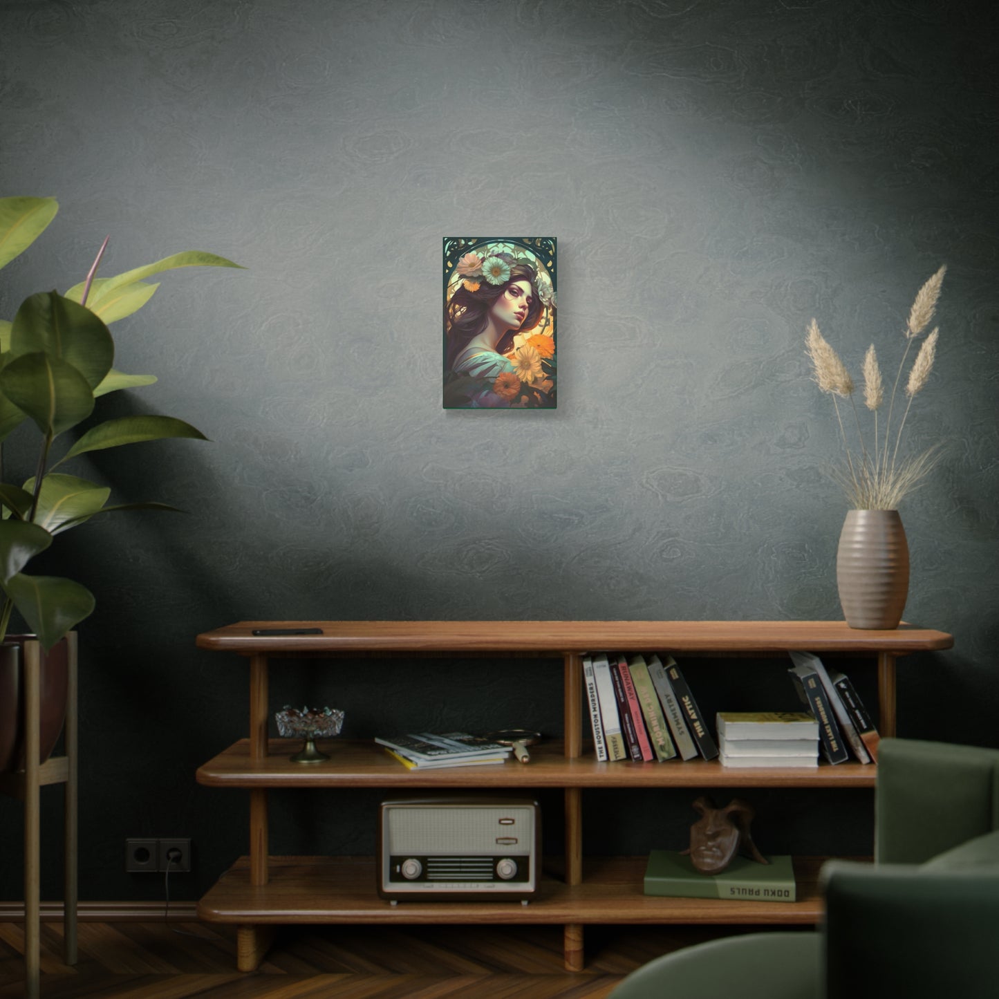 Matte Canvas, Stretched, Art Nouveau Inspired, Flower Lady
