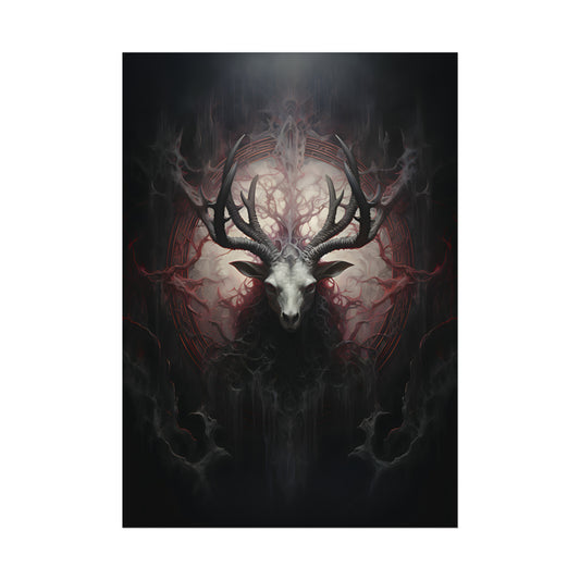 Baphomet Poster, Occult Print, Macabre Wall Art, Oil Painting Print, Dark Gothic Poster Art, Pagan Decor