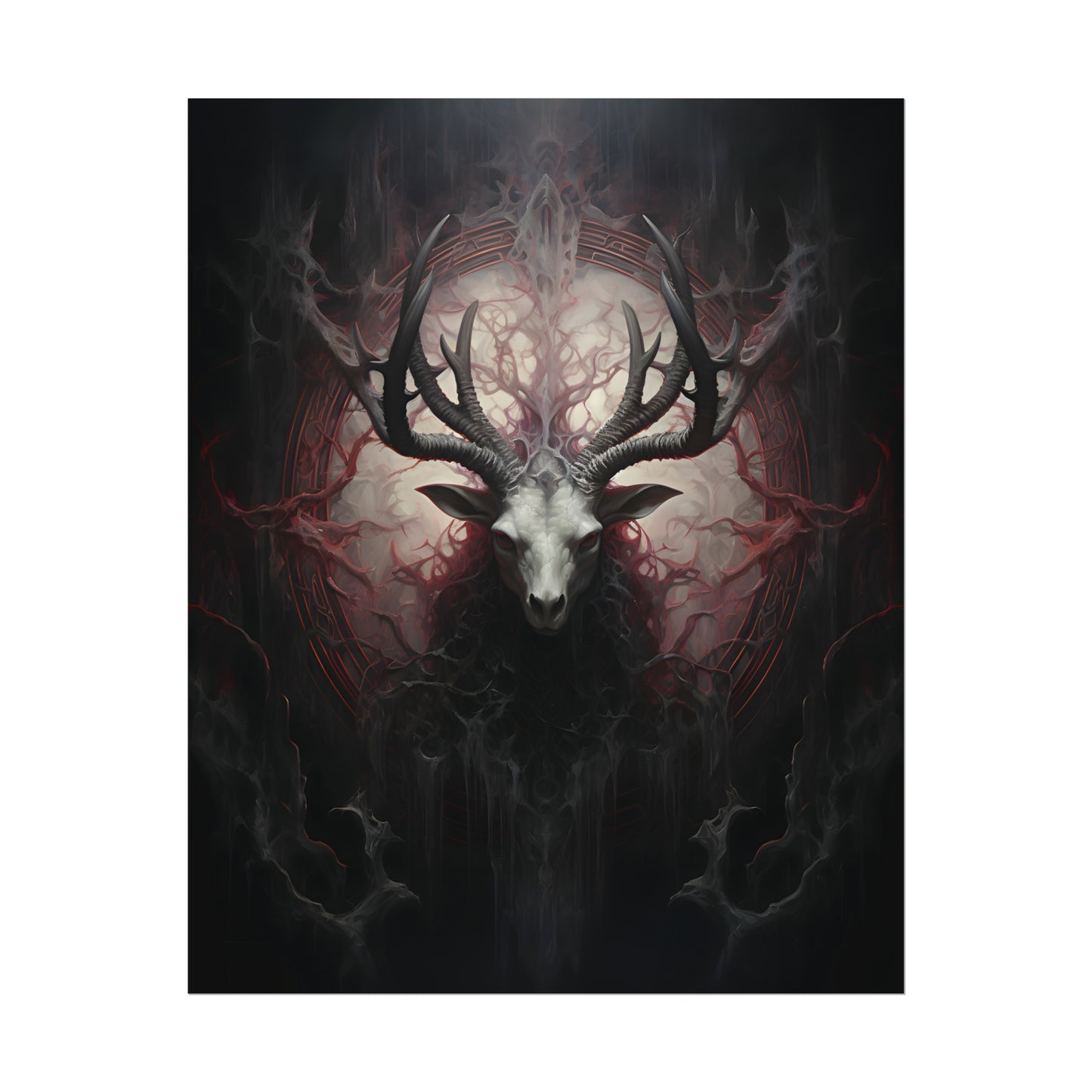 Baphomet Poster, Occult Print, Macabre Wall Art, Oil Painting Print, Dark Gothic Poster Art, Pagan Decor