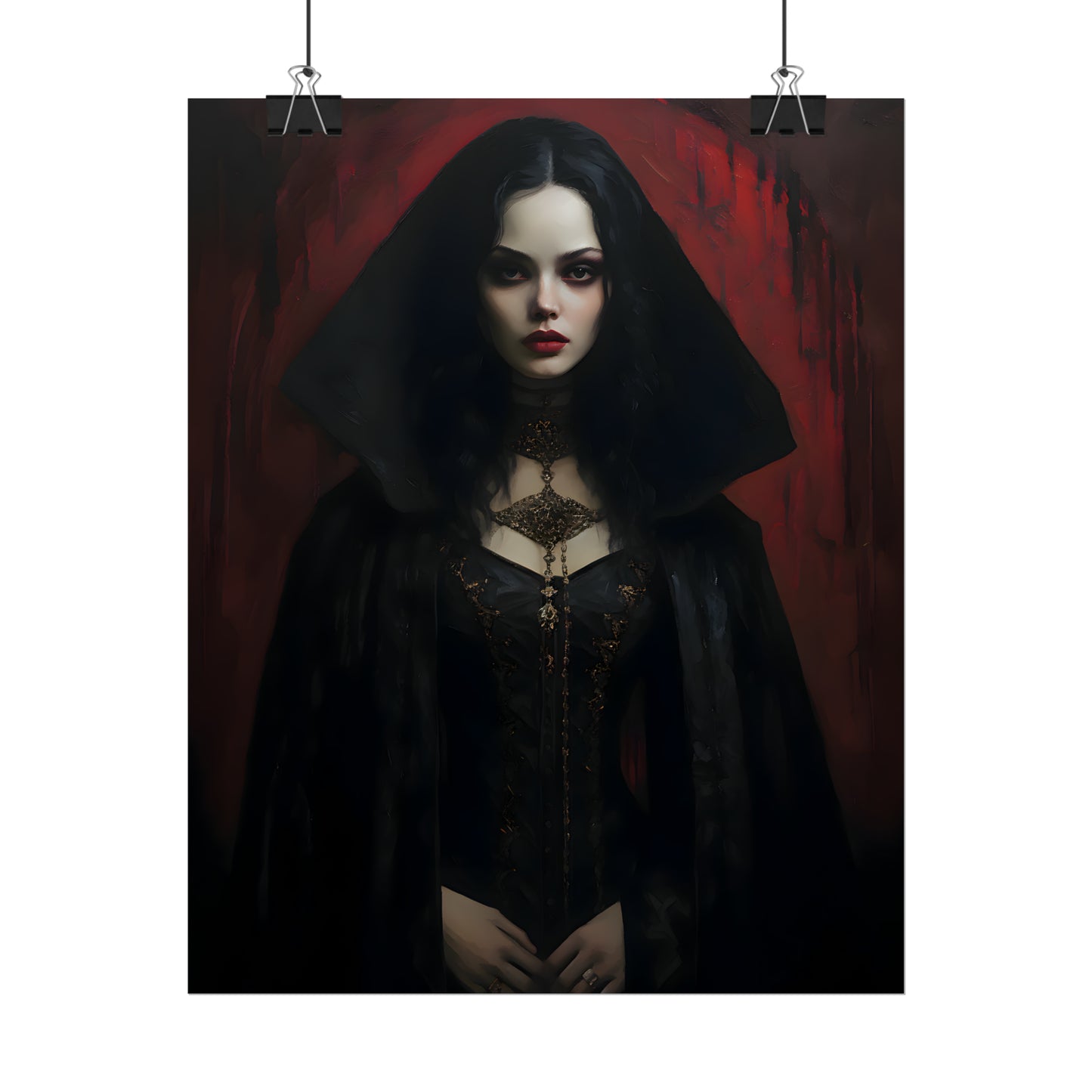 Vampire Princess, Vampire Poster, Gothic Romance, Gothic Art Print, Dracula, Halloween Decor, Oil Painting Print, Vintage Portrait
