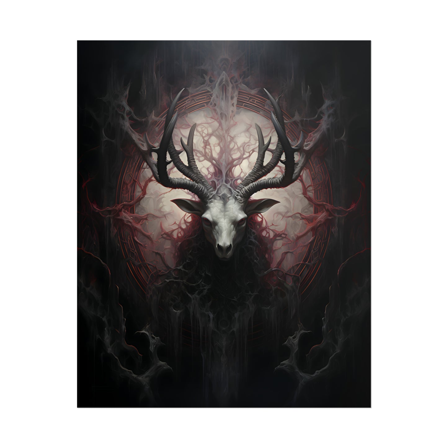 Baphomet Poster, Occult Print, Macabre Wall Art, Oil Painting Print, Dark Gothic Poster Art, Pagan Decor