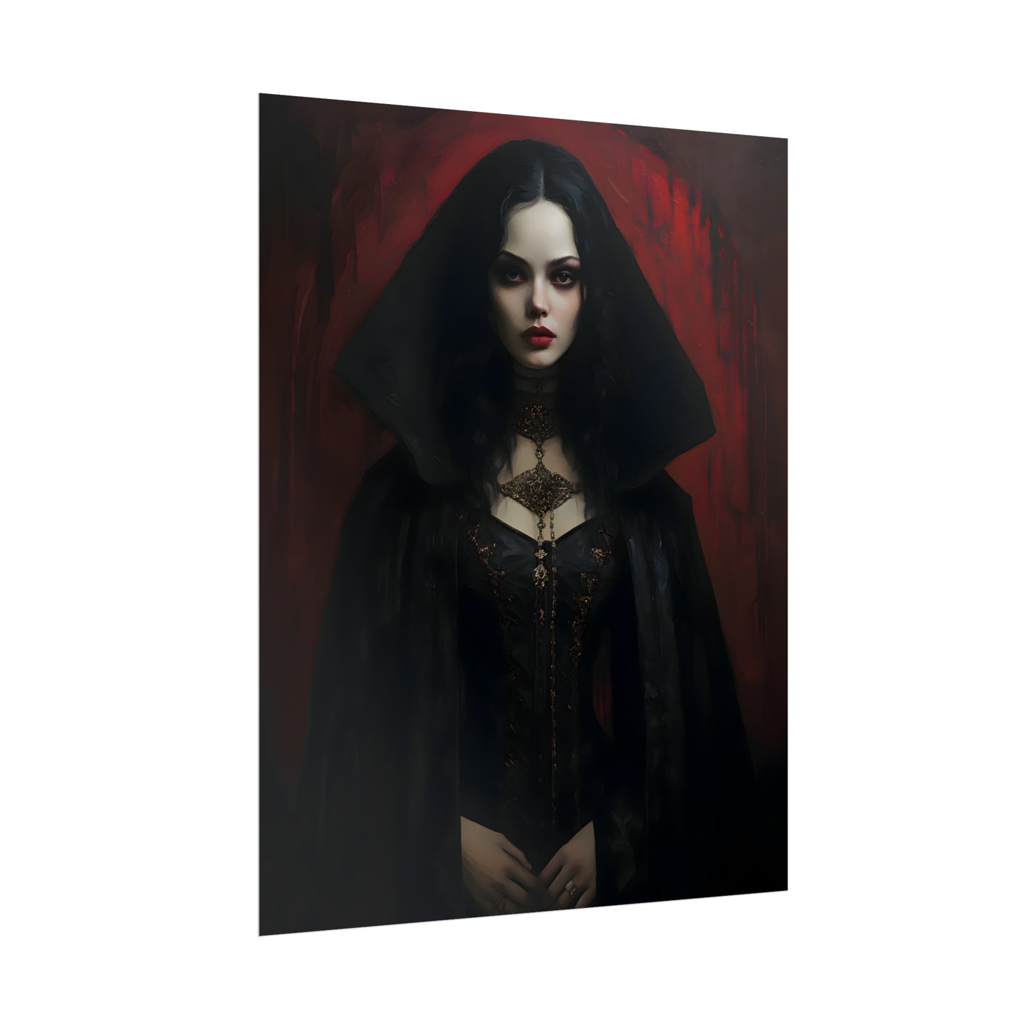 Vampire Princess, Vampire Poster, Gothic Romance, Gothic Art Print, Dracula, Halloween Decor, Oil Painting Print, Vintage Portrait