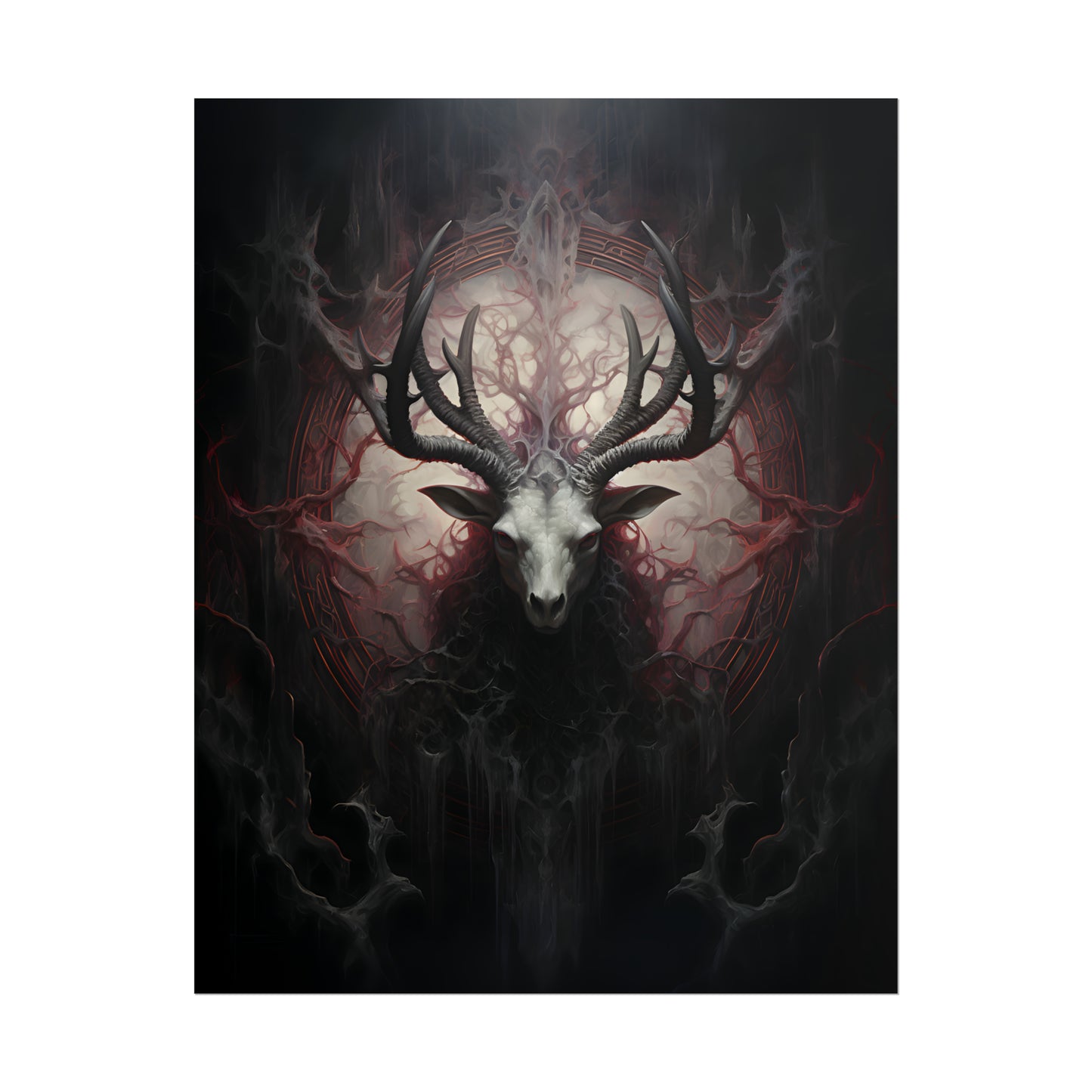 Baphomet Poster, Occult Print, Macabre Wall Art, Oil Painting Print, Dark Gothic Poster Art, Pagan Decor