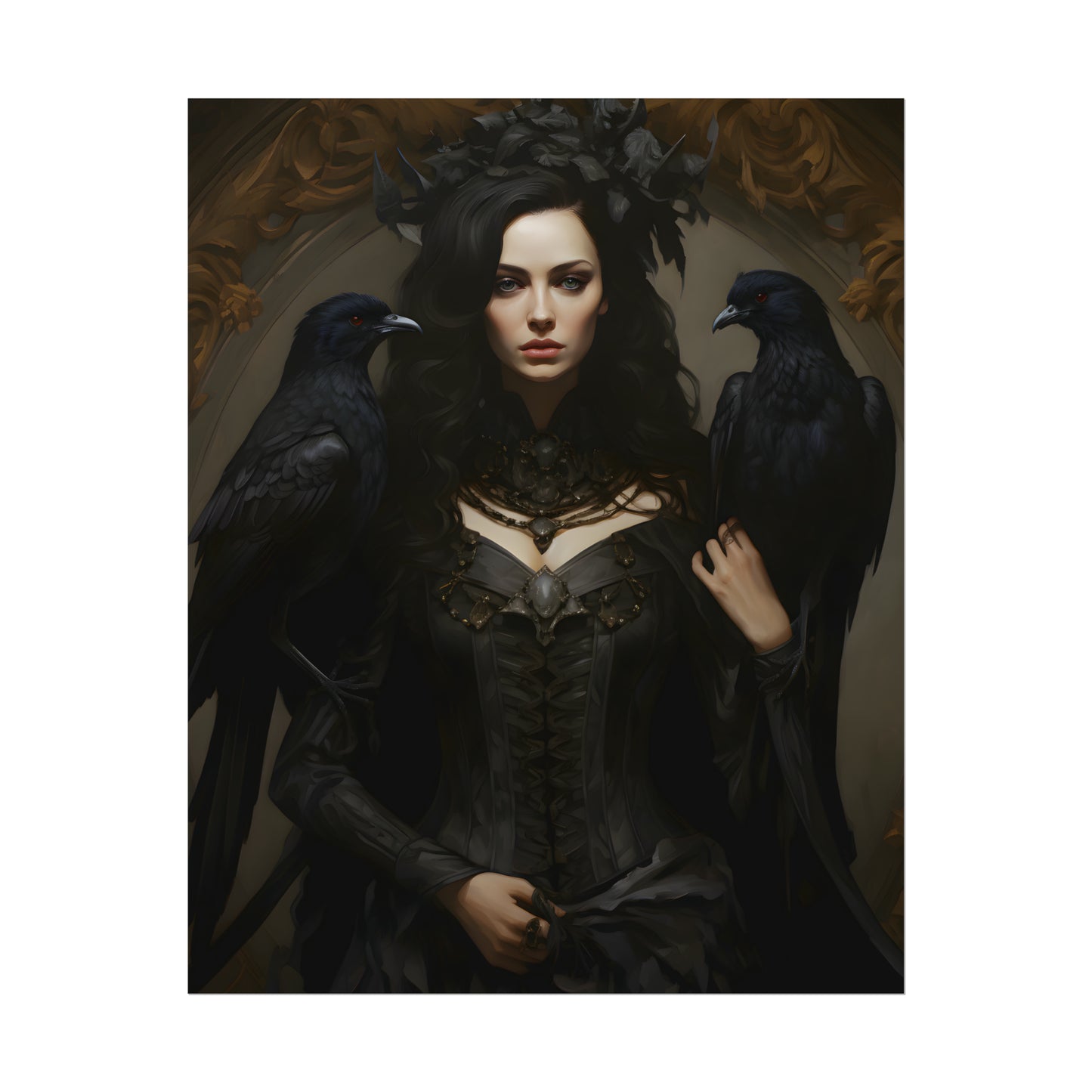 Raven Queen, Gothic Home Decor, Dark Academia Print, Vintage Style Poster, Occult Art, Gothic Wall Art, Raven Print