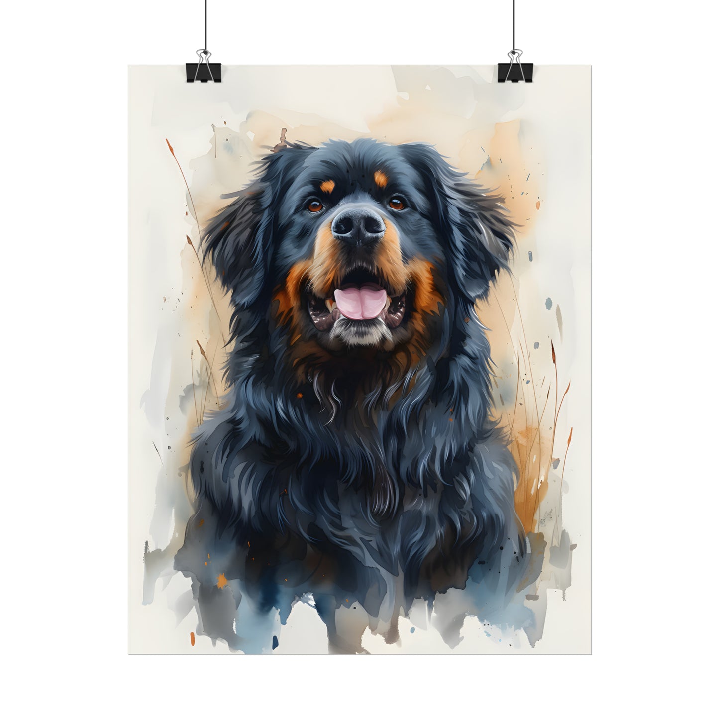 Newfoundland Dog Art, Gift For Dog Lover, Watercolor Style Portrait, Dog Poster, Animal Print, Dog Portrait Painting