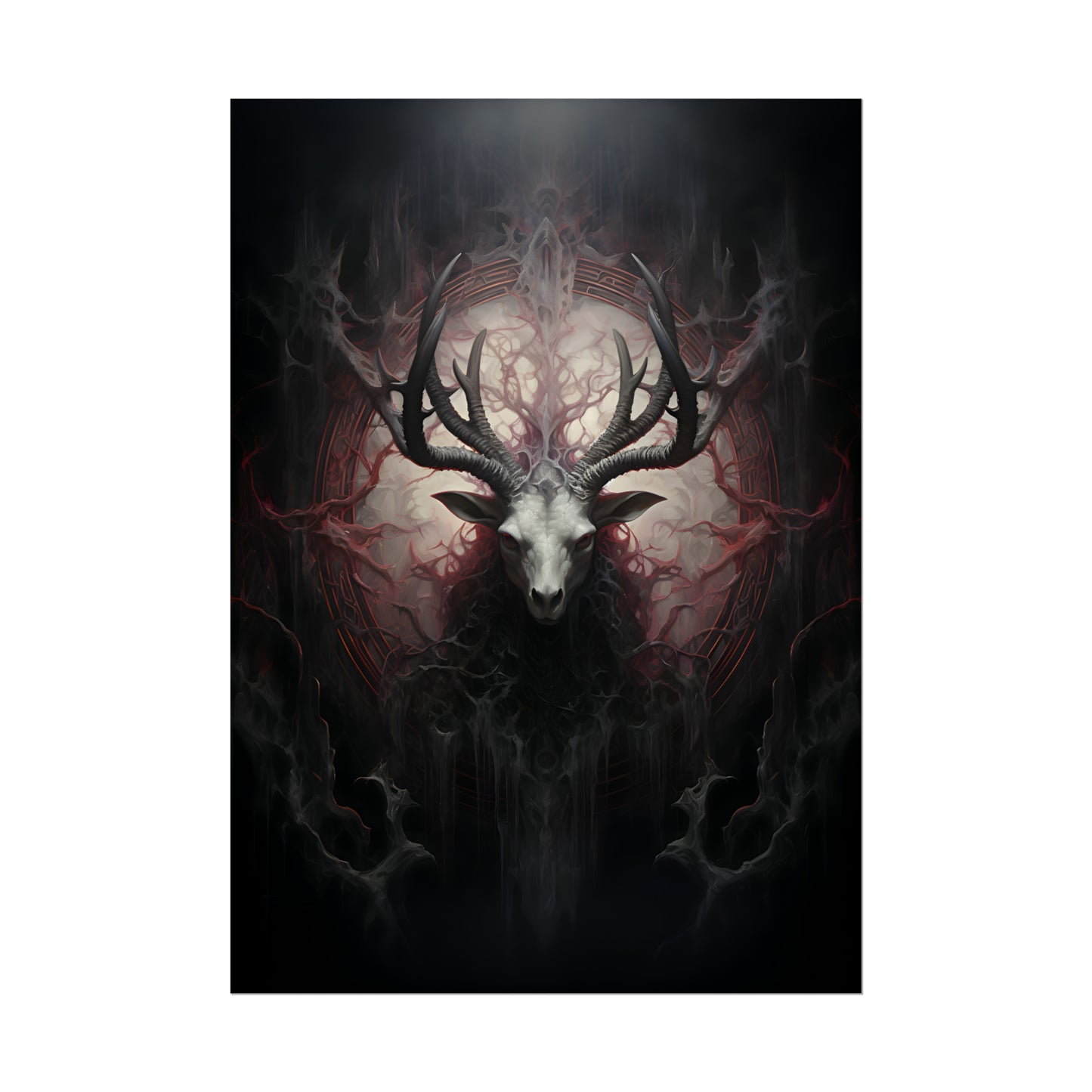 Baphomet Poster, Occult Print, Macabre Wall Art, Oil Painting Print, Dark Gothic Poster Art, Pagan Decor