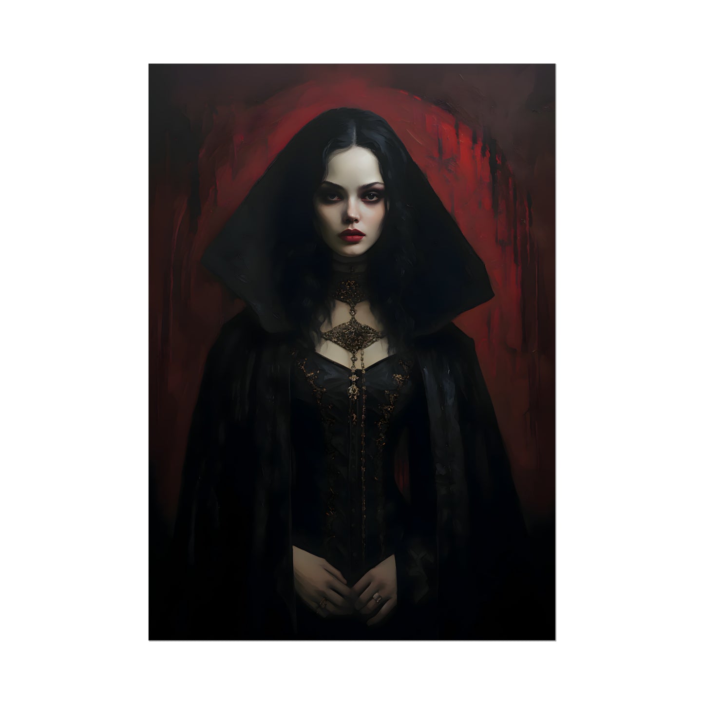 Vampire Princess, Vampire Poster, Gothic Romance, Gothic Art Print, Dracula, Halloween Decor, Oil Painting Print, Vintage Portrait