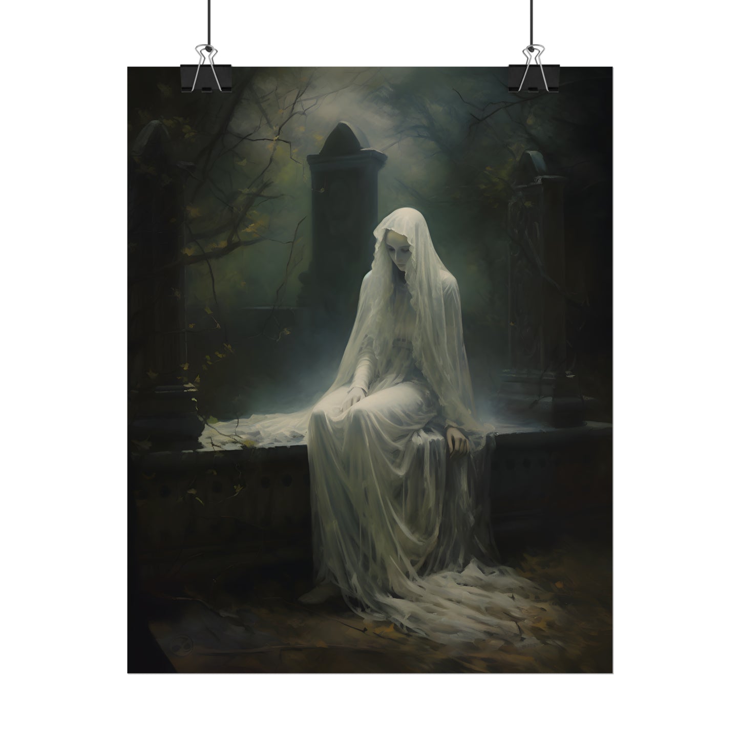 Long Forgotten, Gothic Art, Dark Print, Gothic Gift, Ghost Painting, Dark Wall Art, Memento Mori, Danse Macabre, Occult Art,