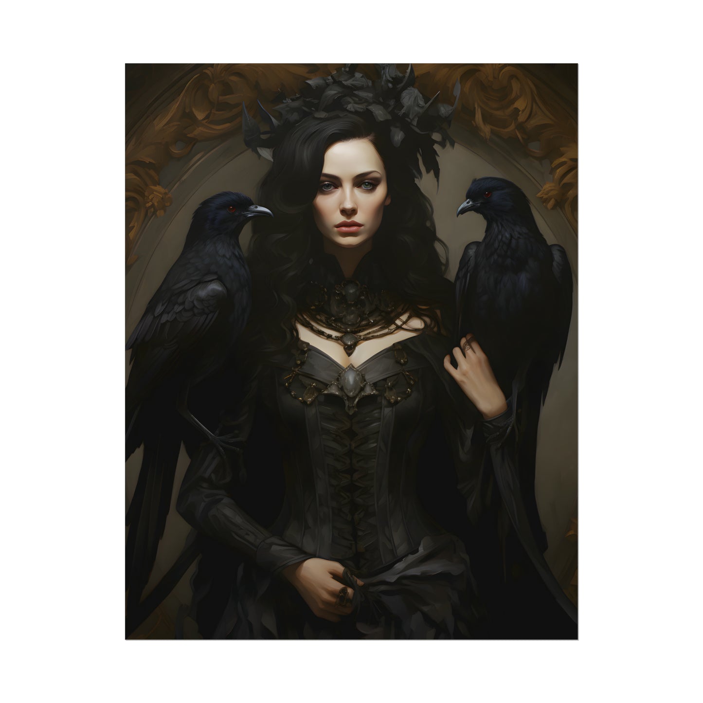 Raven Queen, Gothic Home Decor, Dark Academia Print, Vintage Style Poster, Occult Art, Gothic Wall Art, Raven Print