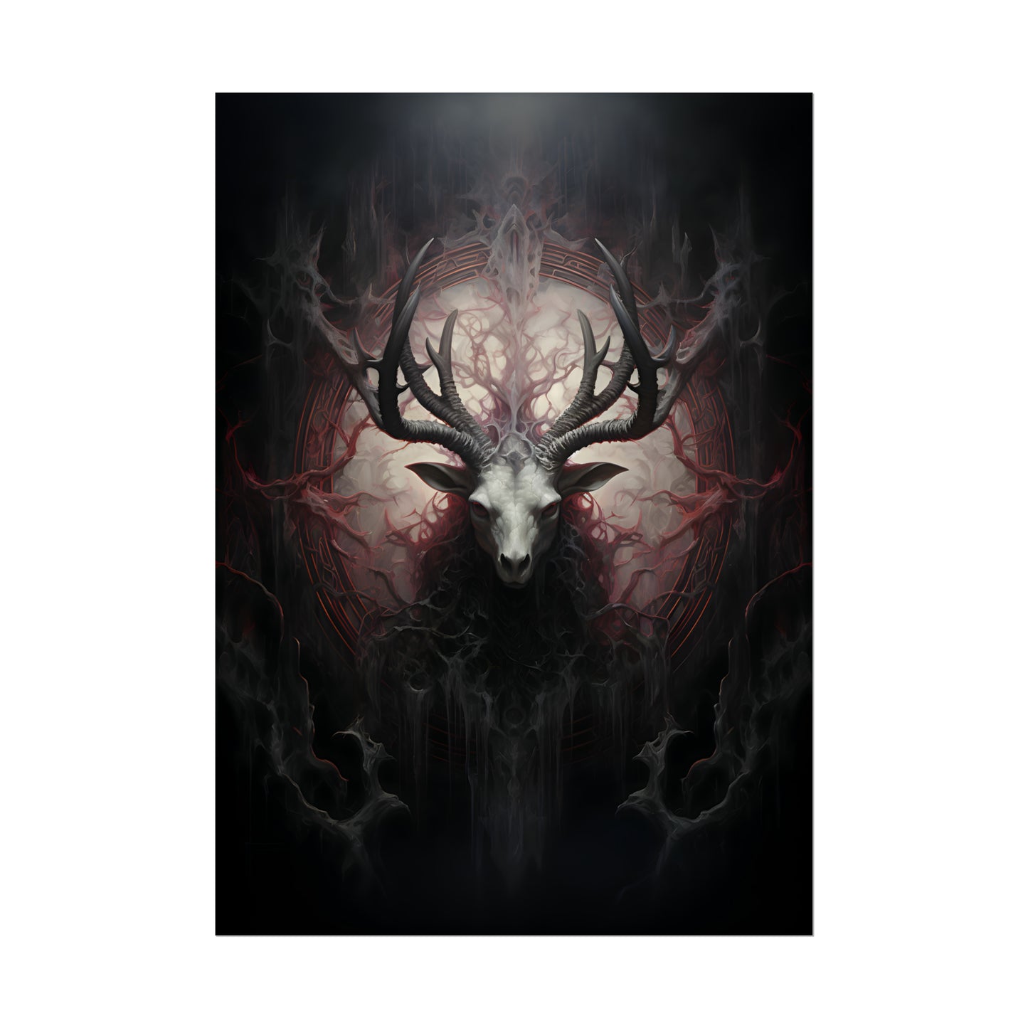 Baphomet Poster, Occult Print, Macabre Wall Art, Oil Painting Print, Dark Gothic Poster Art, Pagan Decor