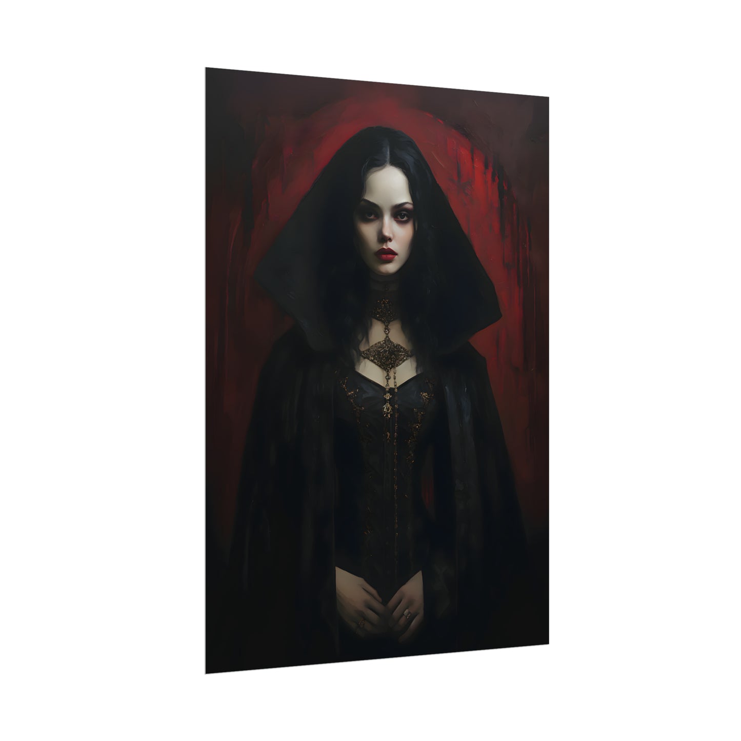 Vampire Princess, Vampire Poster, Gothic Romance, Gothic Art Print, Dracula, Halloween Decor, Oil Painting Print, Vintage Portrait