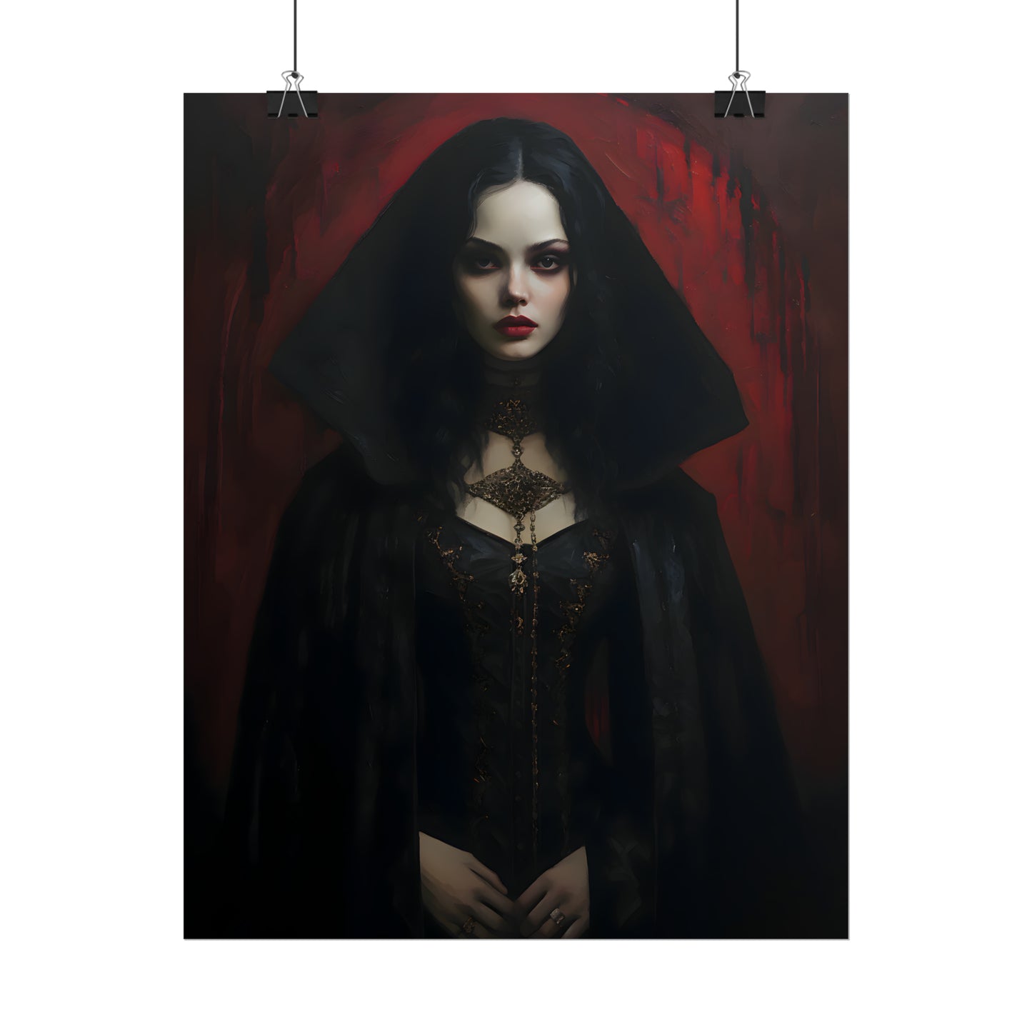 Vampire Princess, Vampire Poster, Gothic Romance, Gothic Art Print, Dracula, Halloween Decor, Oil Painting Print, Vintage Portrait