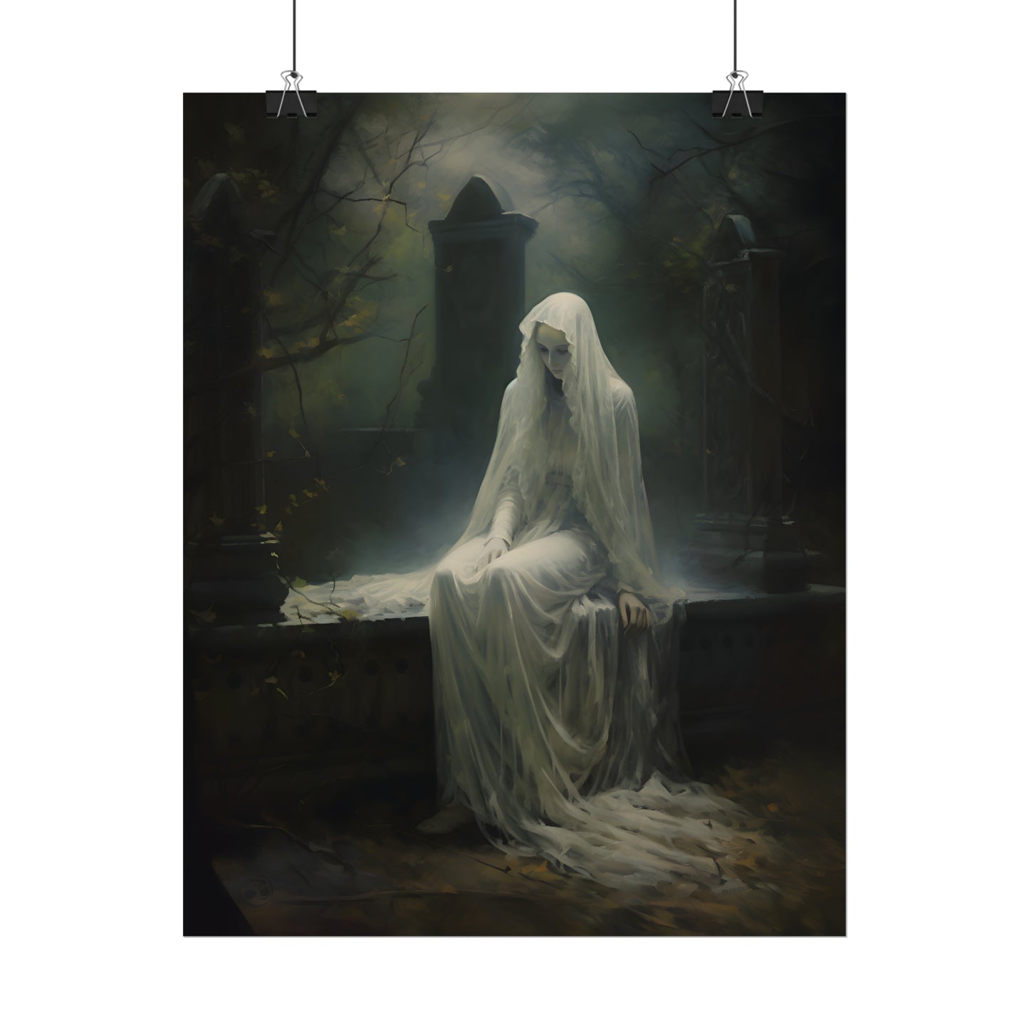 Long Forgotten, Gothic Art, Dark Print, Gothic Gift, Ghost Painting, Dark Wall Art, Memento Mori, Danse Macabre, Occult Art,