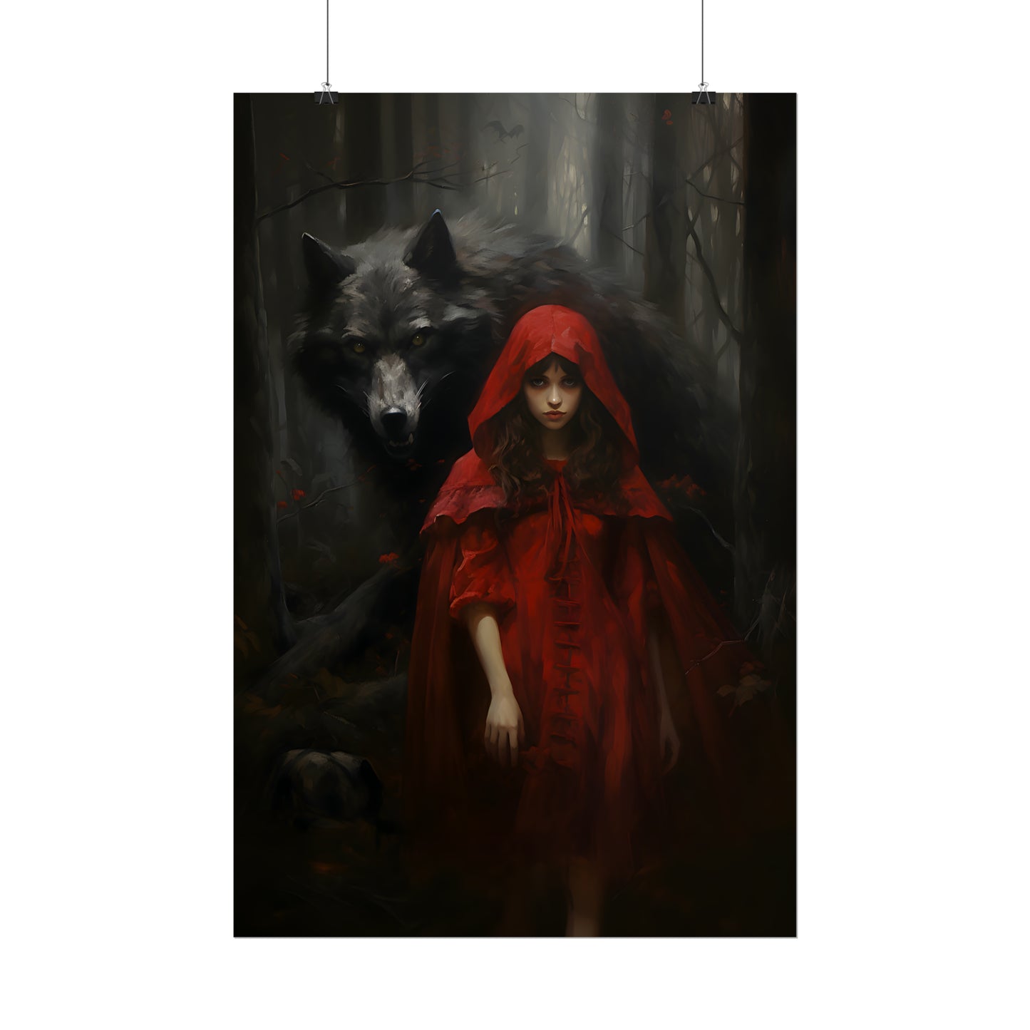 Little Red Riding Hood Print, Big Bad Wolf, Brothers Grimm Poster, Dark Fairy Tale Wall Art, Vintage Art Print, Oil Painting Print, Gift Idea