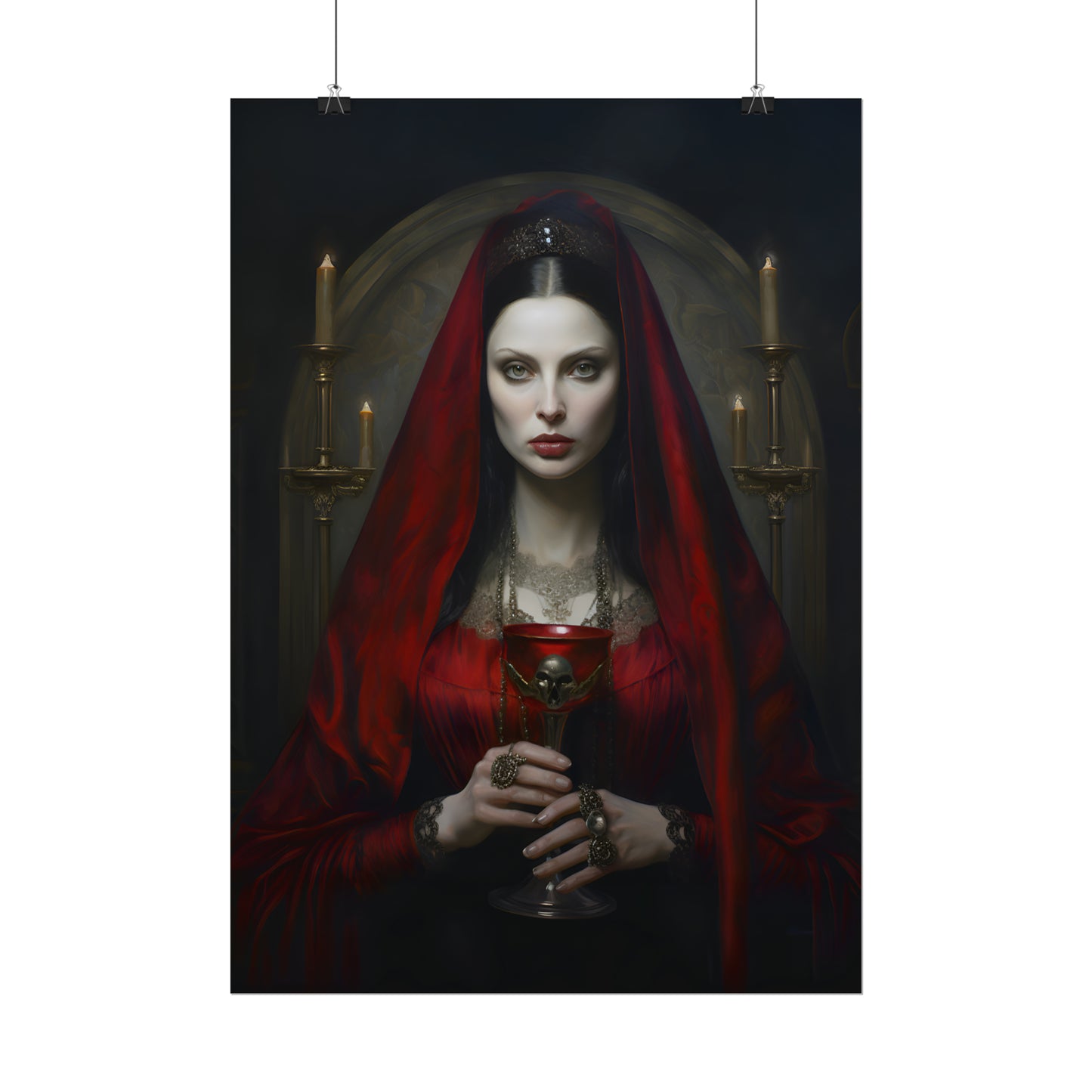 Countess Elizabeth Bathory, Vintage Oil Painting, Gothic Wall Art, Dark Academia, Gift For Goth, Vampire Poster