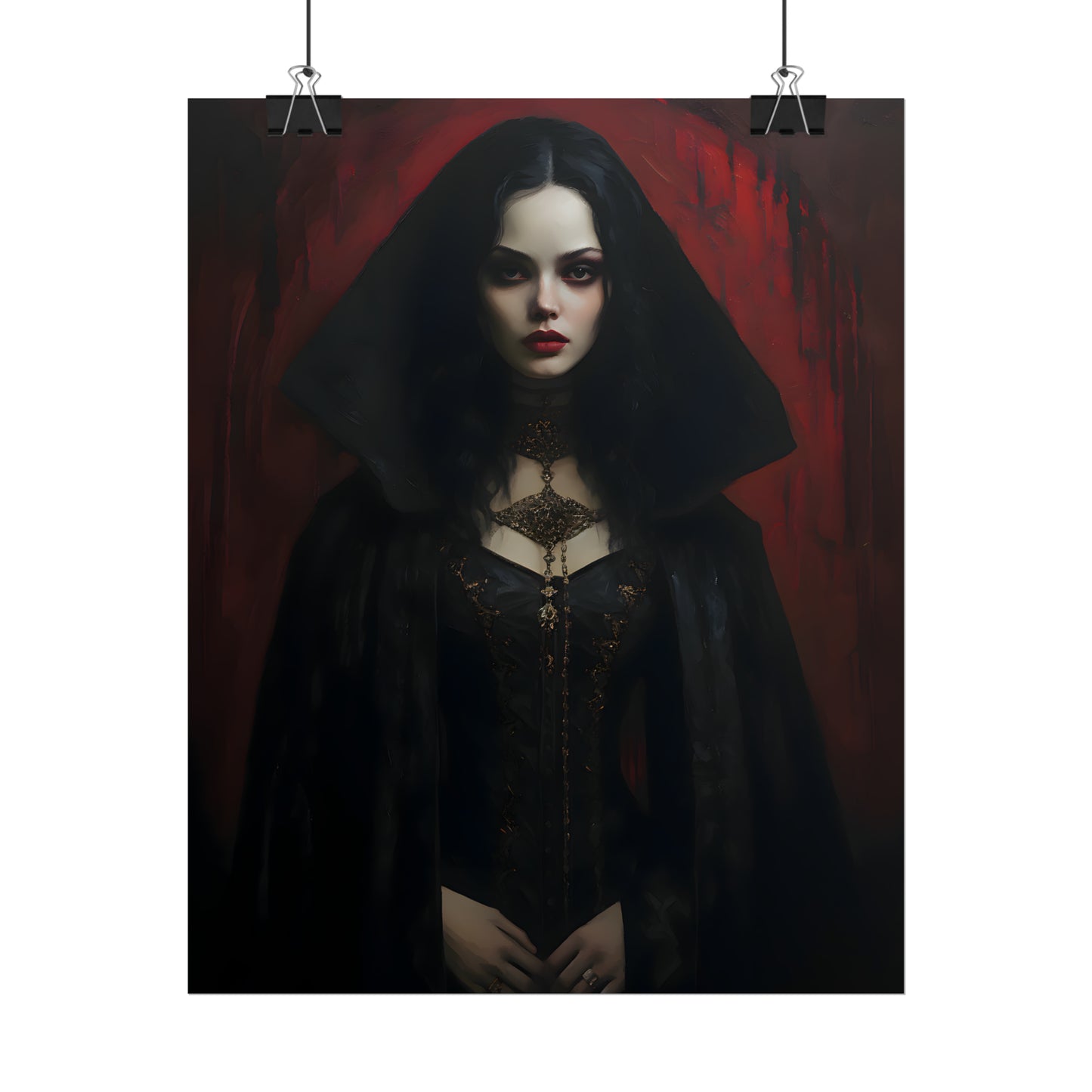 Vampire Princess, Vampire Poster, Gothic Romance, Gothic Art Print, Dracula, Halloween Decor, Oil Painting Print, Vintage Portrait