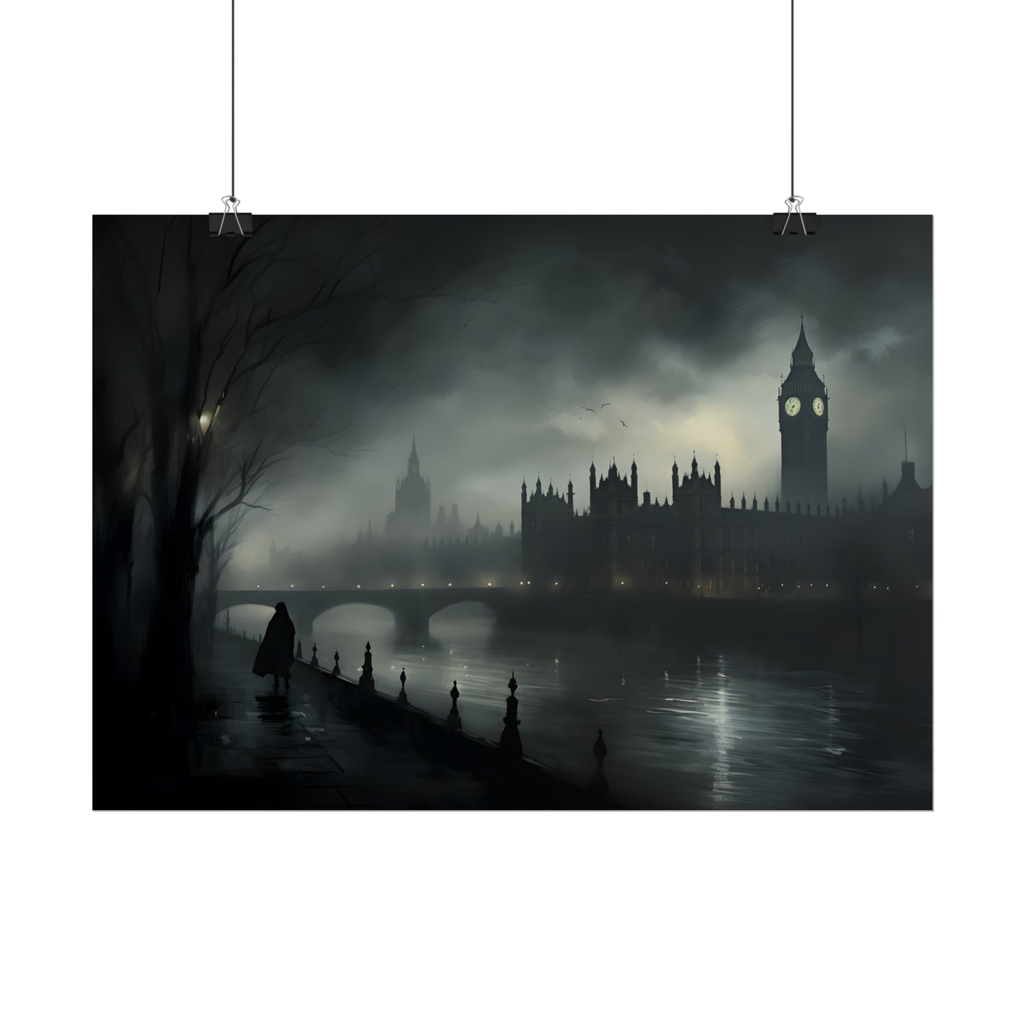 Victorian London Print, London Poster, London cityscape, London Skyline, Vintage Art Print, Gothic Architecture, Gothic Wall Art