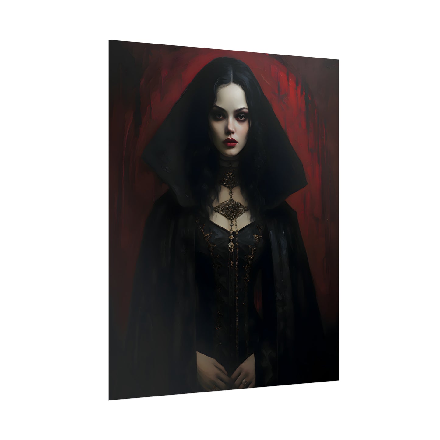Vampire Princess, Vampire Poster, Gothic Romance, Gothic Art Print, Dracula, Halloween Decor, Oil Painting Print, Vintage Portrait