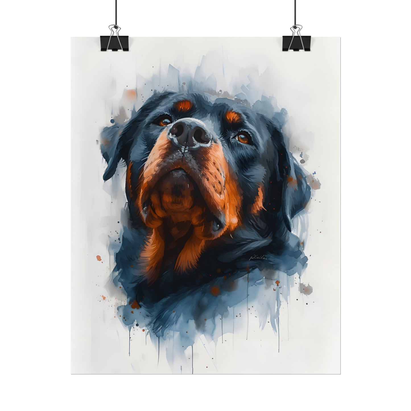 Rottweiler Watercolor Painting, Dog Portrait, Gift For Dog Lover, Rottweiler Wall Art, Emotional Support Dog, Home Decor, Dog Print