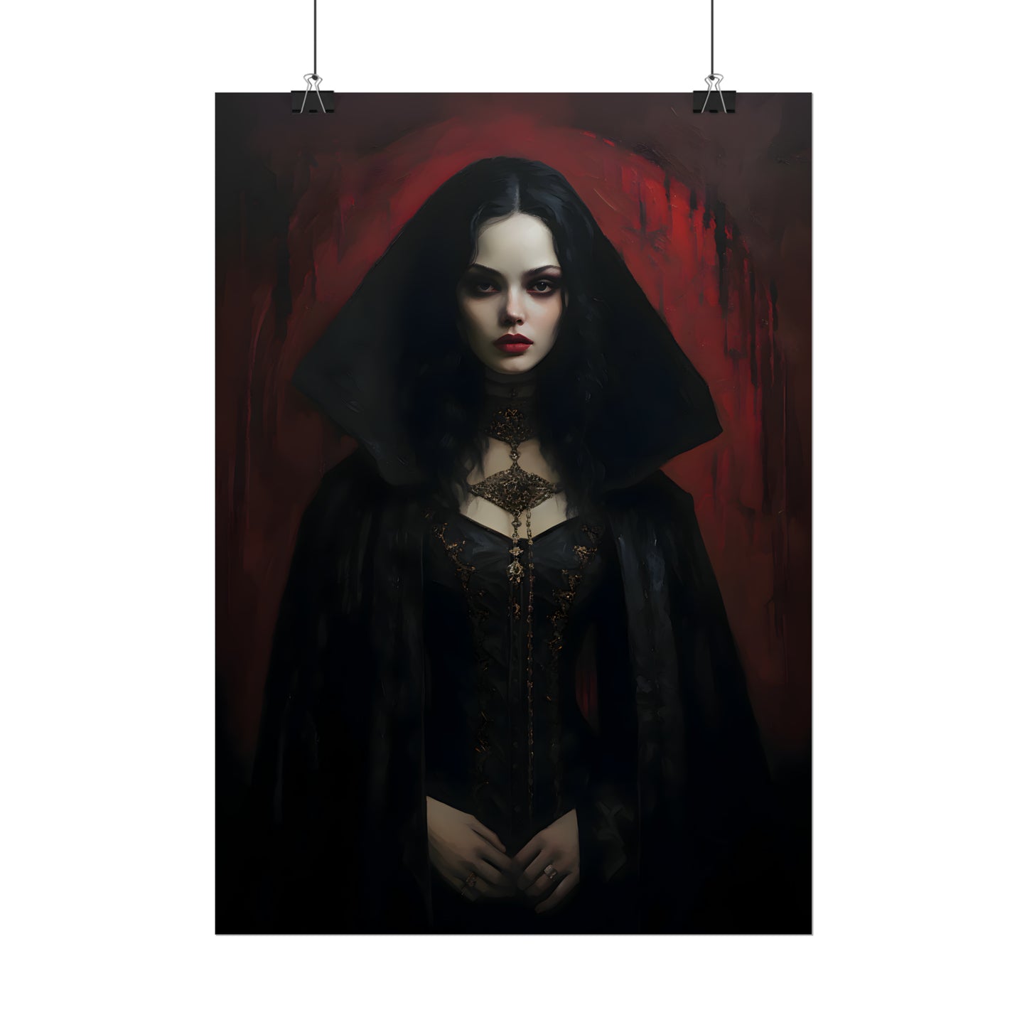 Vampire Princess, Vampire Poster, Gothic Romance, Gothic Art Print, Dracula, Halloween Decor, Oil Painting Print, Vintage Portrait