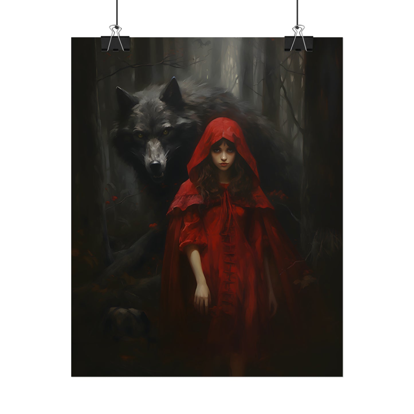 Little Red Riding Hood Print, Big Bad Wolf, Brothers Grimm Poster, Dark Fairy Tale Wall Art, Vintage Art Print, Oil Painting Print, Gift Idea