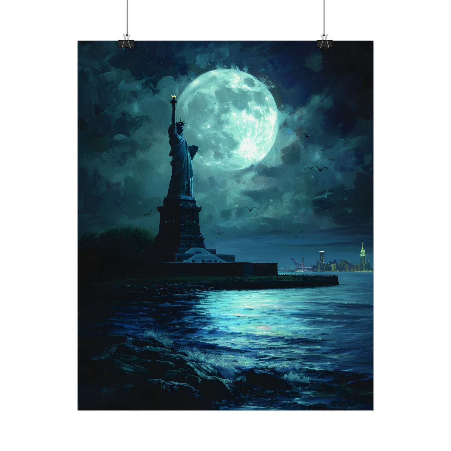 Statue Of Liberty Print, New York Wall Art, Cityscape Poster, Gift Idea For New York Fan, NYC Painting, Home Decor