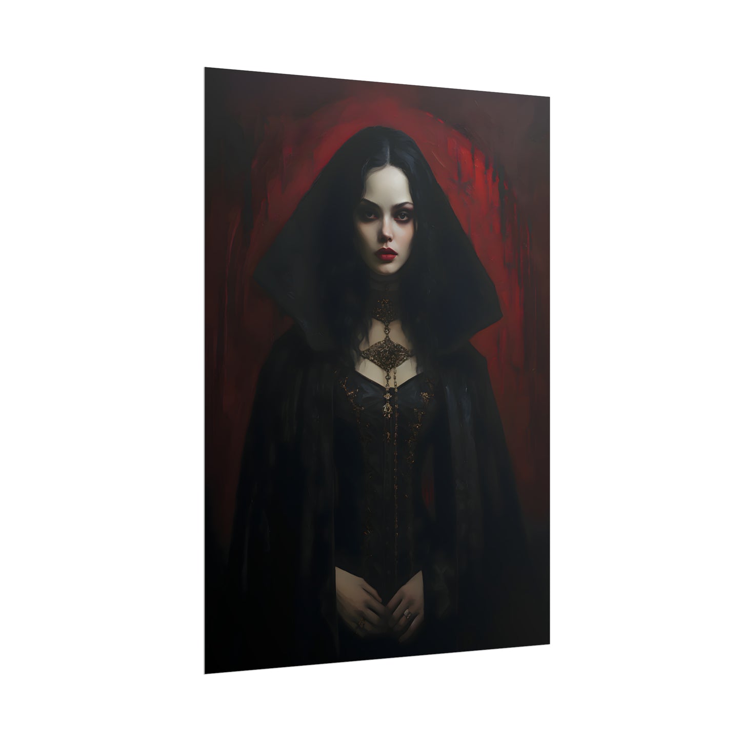 Vampire Princess, Vampire Poster, Gothic Romance, Gothic Art Print, Dracula, Halloween Decor, Oil Painting Print, Vintage Portrait