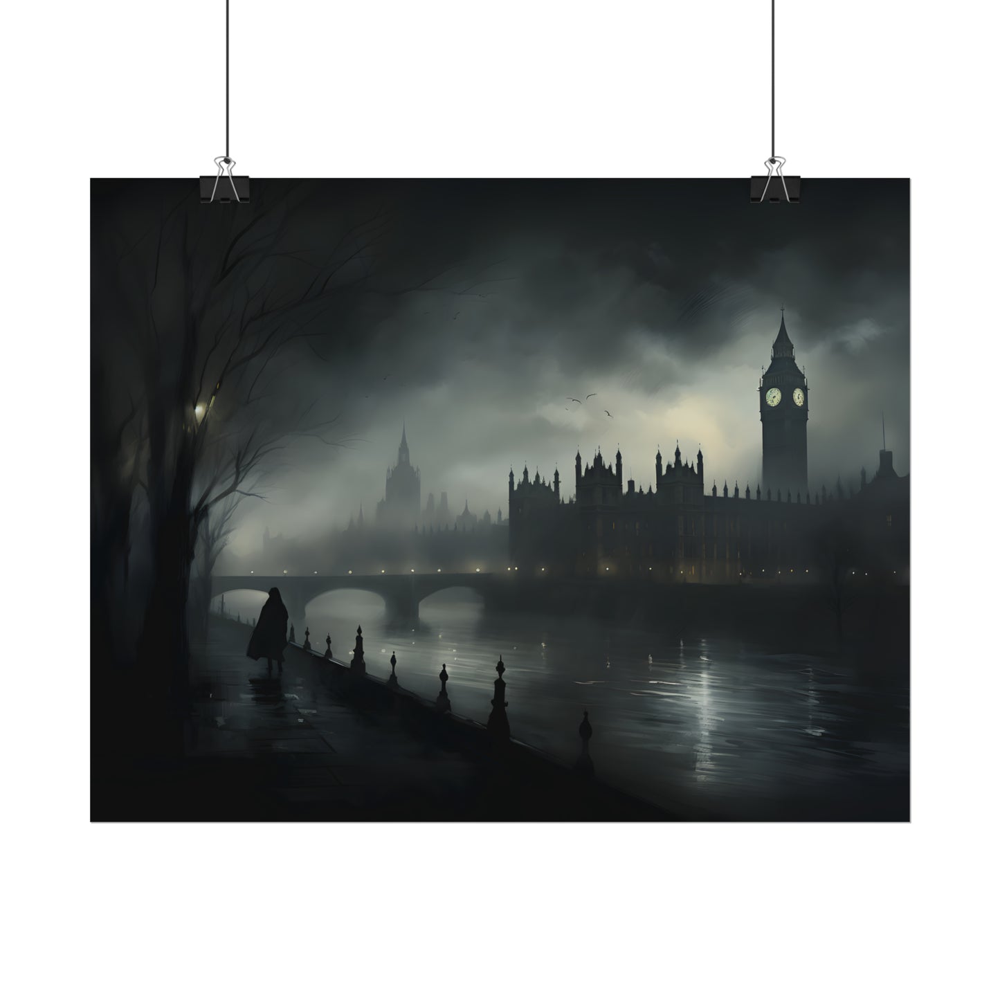 Victorian London Print, London Poster, London cityscape, London Skyline, Vintage Art Print, Gothic Architecture, Gothic Wall Art