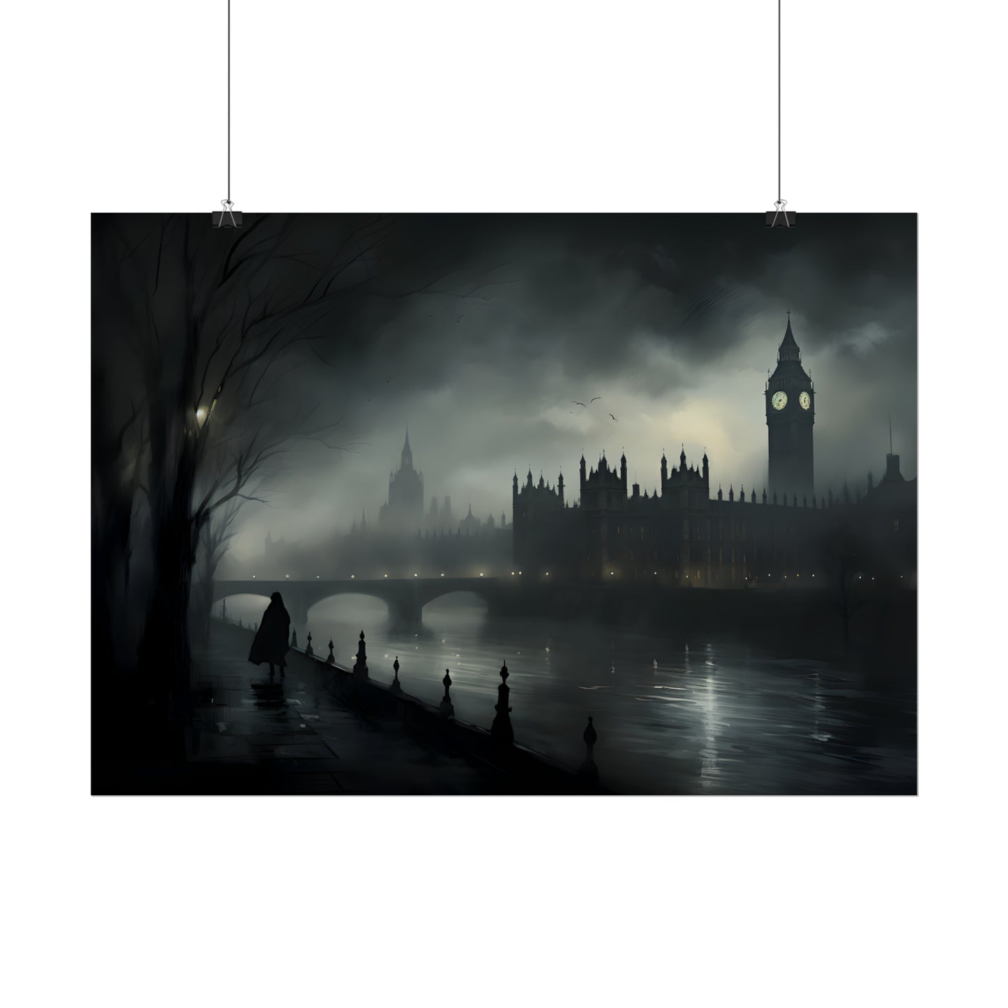 Victorian London Print, London Poster, London cityscape, London Skyline, Vintage Art Print, Gothic Architecture, Gothic Wall Art