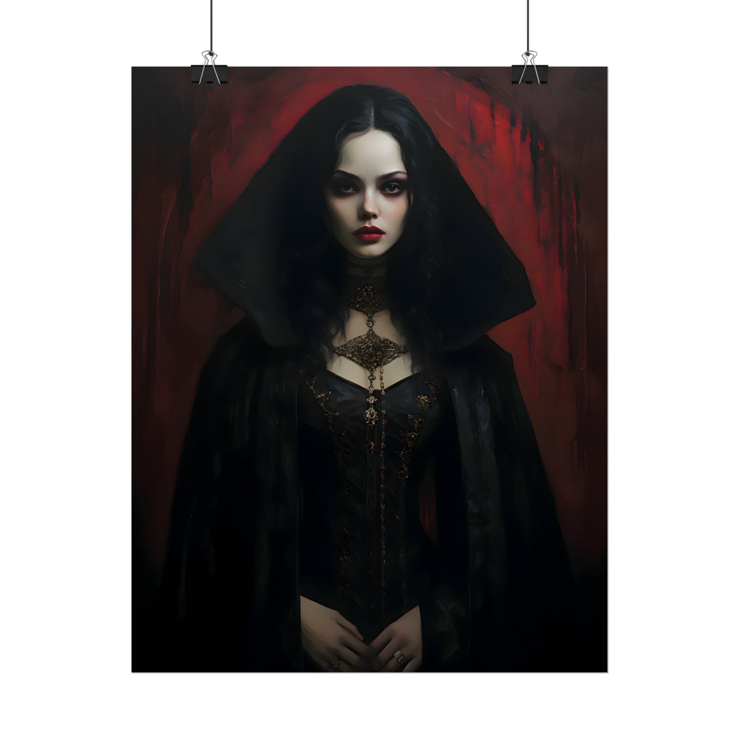 Vampire Princess, Vampire Poster, Gothic Romance, Gothic Art Print, Dracula, Halloween Decor, Oil Painting Print, Vintage Portrait
