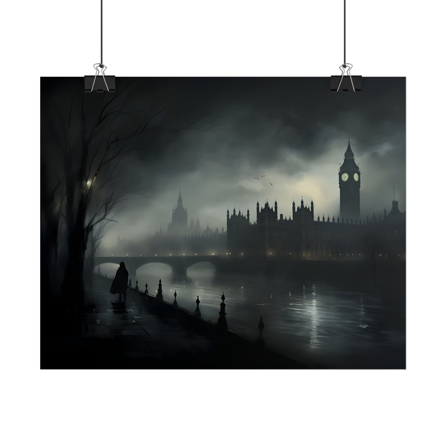 Victorian London Print, London Poster, London cityscape, London Skyline, Vintage Art Print, Gothic Architecture, Gothic Wall Art