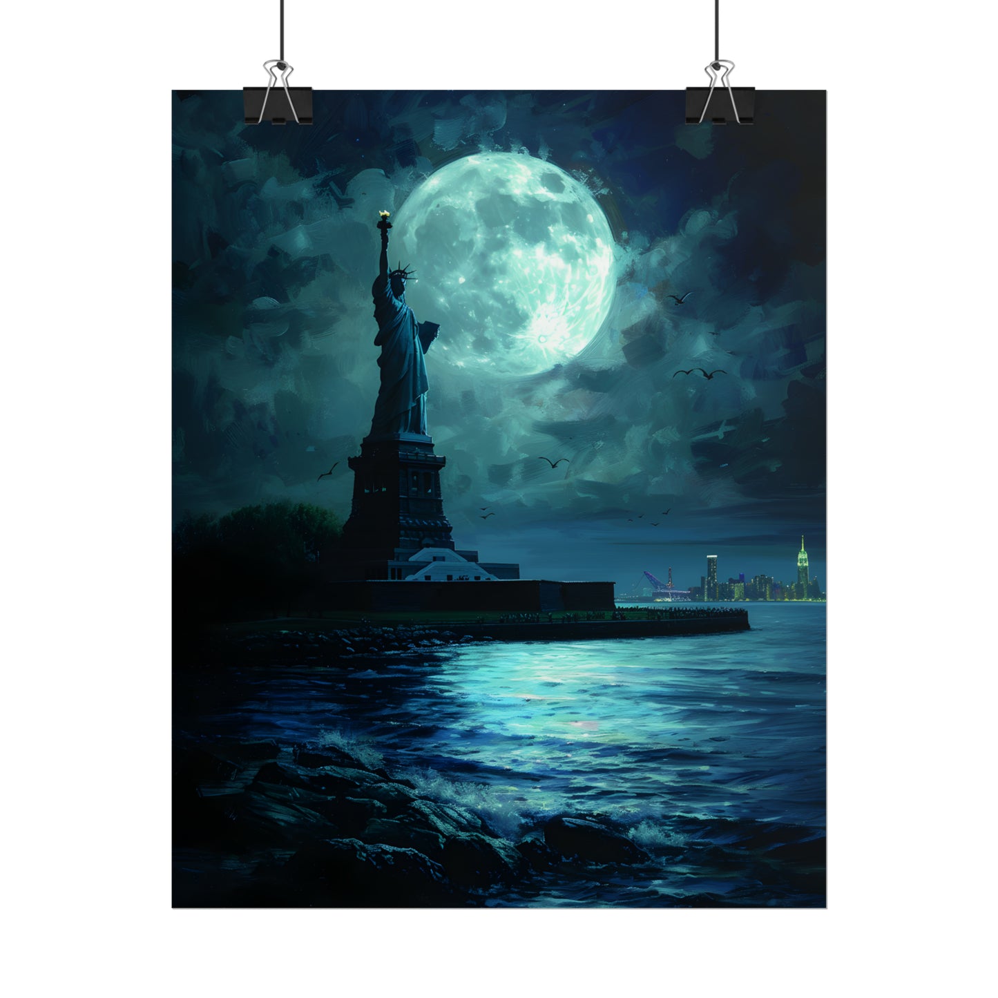 Statue Of Liberty Print, New York Wall Art, Cityscape Poster, Gift Idea For New York Fan, NYC Painting, Home Decor