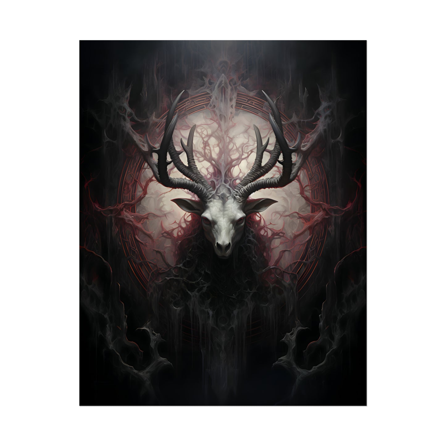 Baphomet Poster, Occult Print, Macabre Wall Art, Oil Painting Print, Dark Gothic Poster Art, Pagan Decor