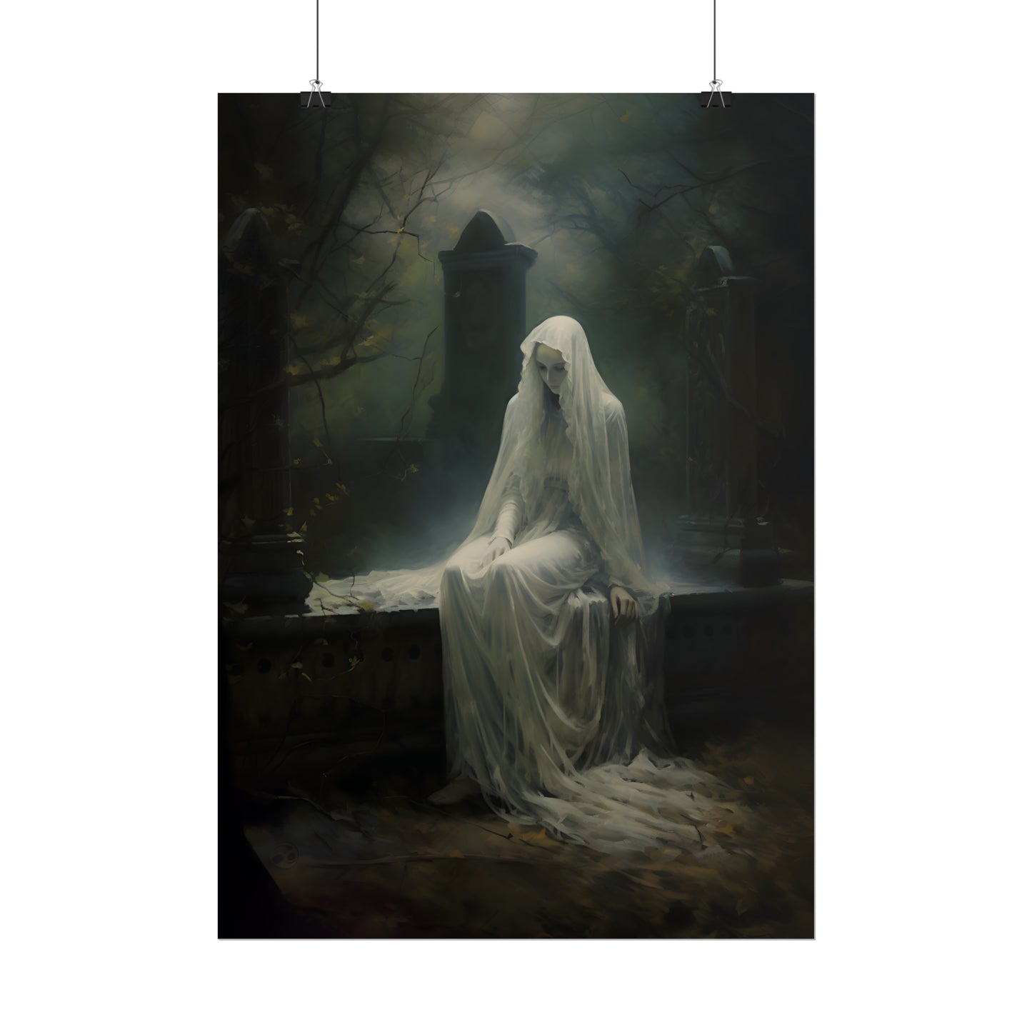 Long Forgotten, Gothic Art, Dark Print, Gothic Gift, Ghost Painting, Dark Wall Art, Memento Mori, Danse Macabre, Occult Art,