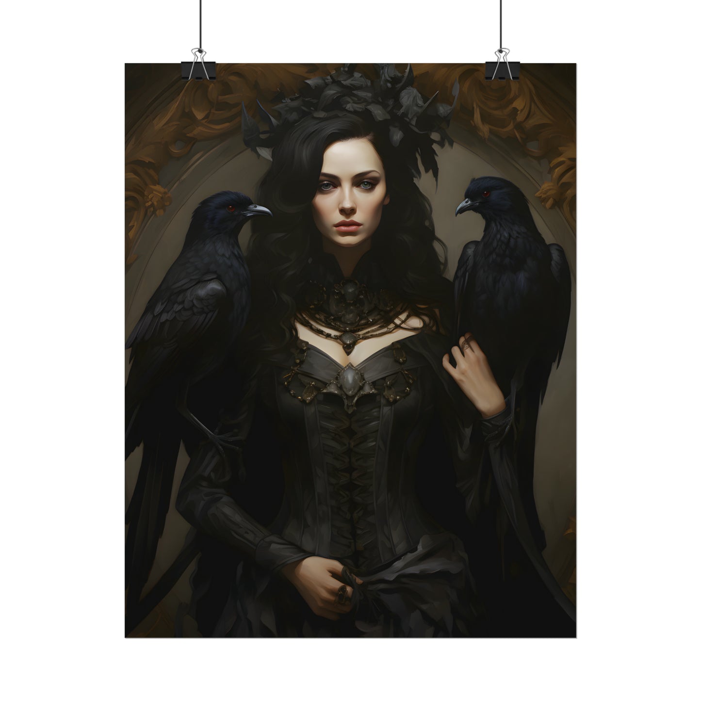 Raven Queen, Gothic Home Decor, Dark Academia Print, Vintage Style Poster, Occult Art, Gothic Wall Art, Raven Print